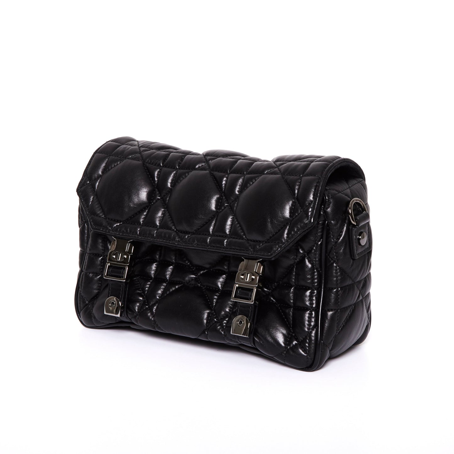 DIOR Diorcamp Quilted Crossbody Bag in Black Macrocannage Calfskin Leather