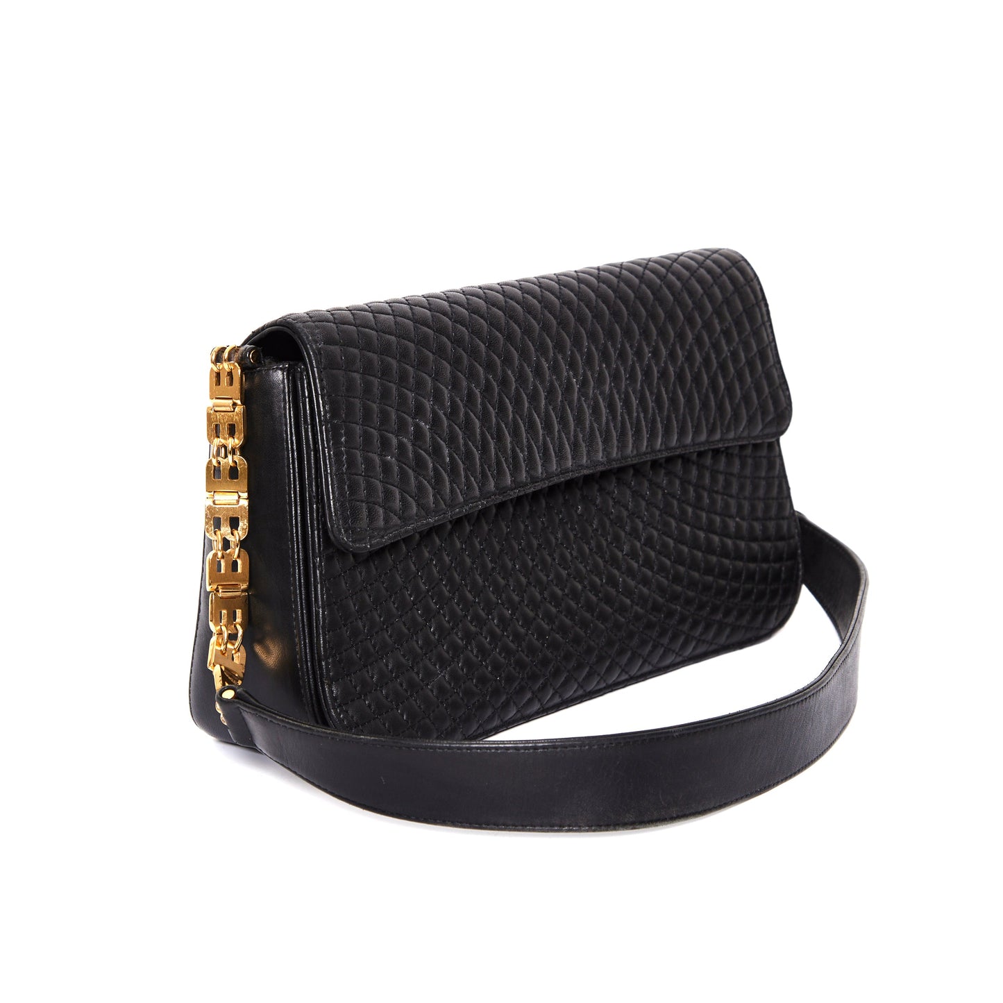BALLY Vintage Quilted Leather 2way Bag Black