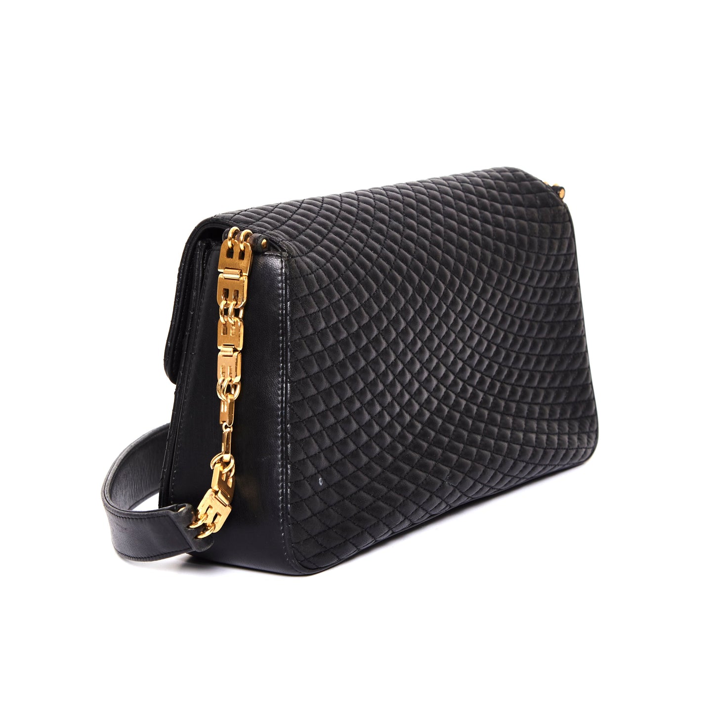 BALLY Vintage Quilted Leather 2way Bag Black