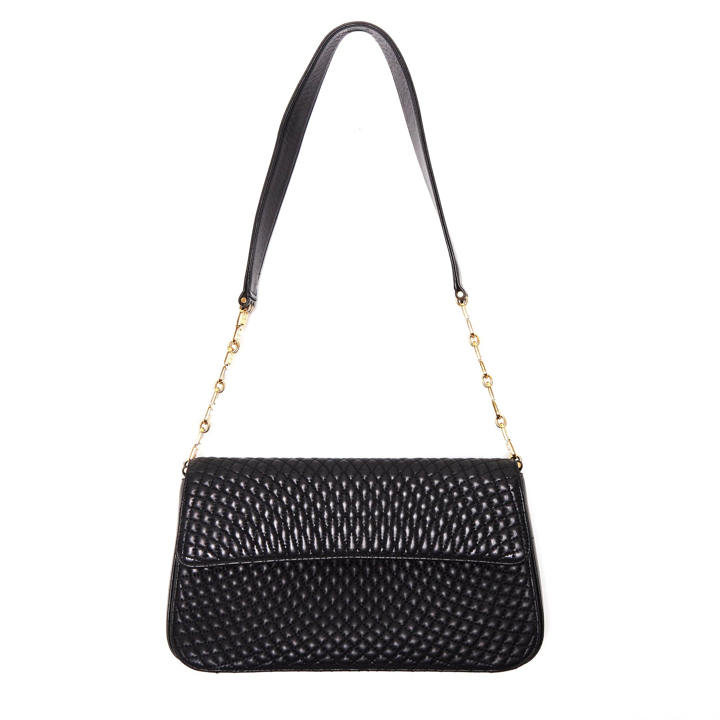 BALLY Vintage Quilted Leather 2way Bag Black