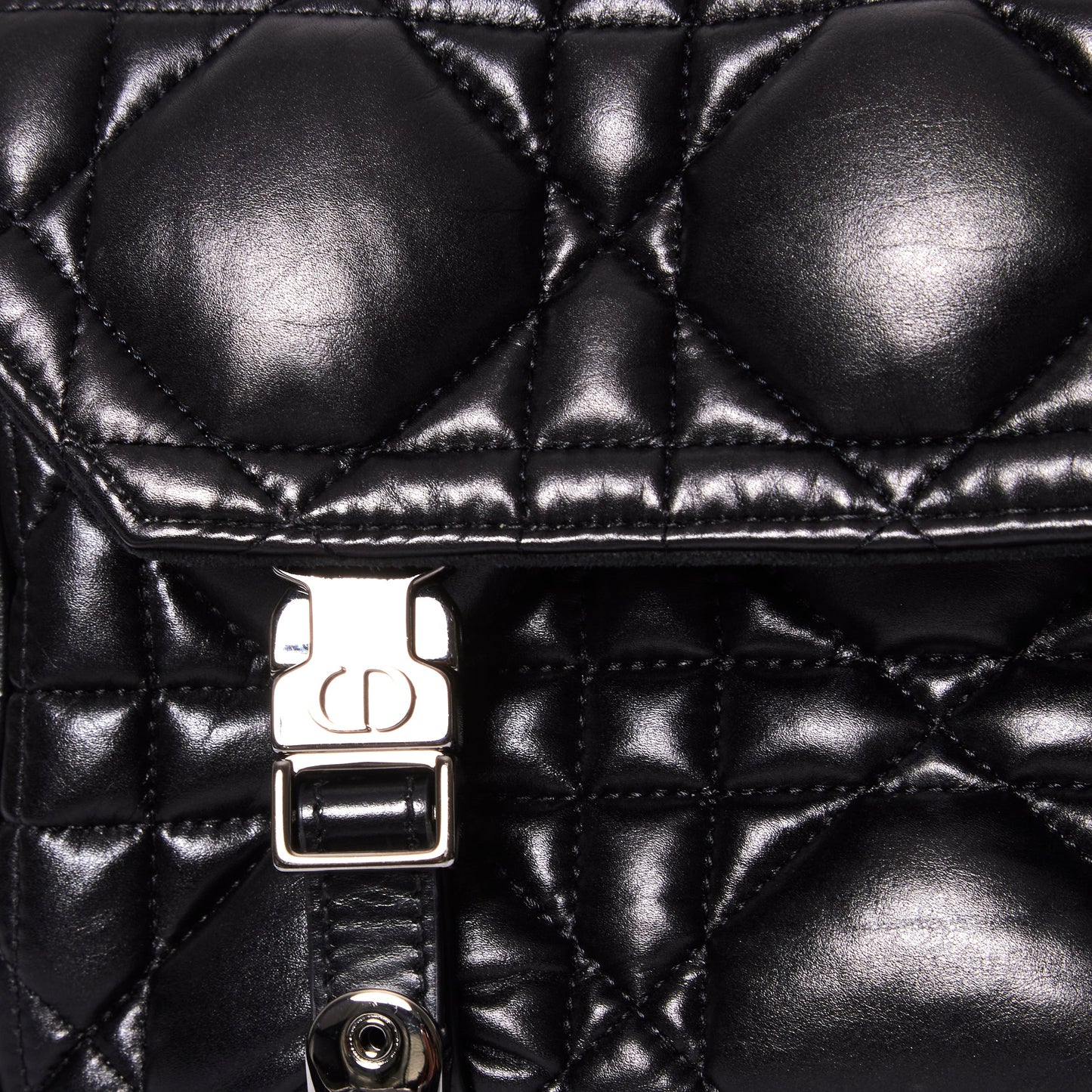 DIOR Diorcamp Quilted Crossbody Bag in Black Macrocannage Calfskin Leather