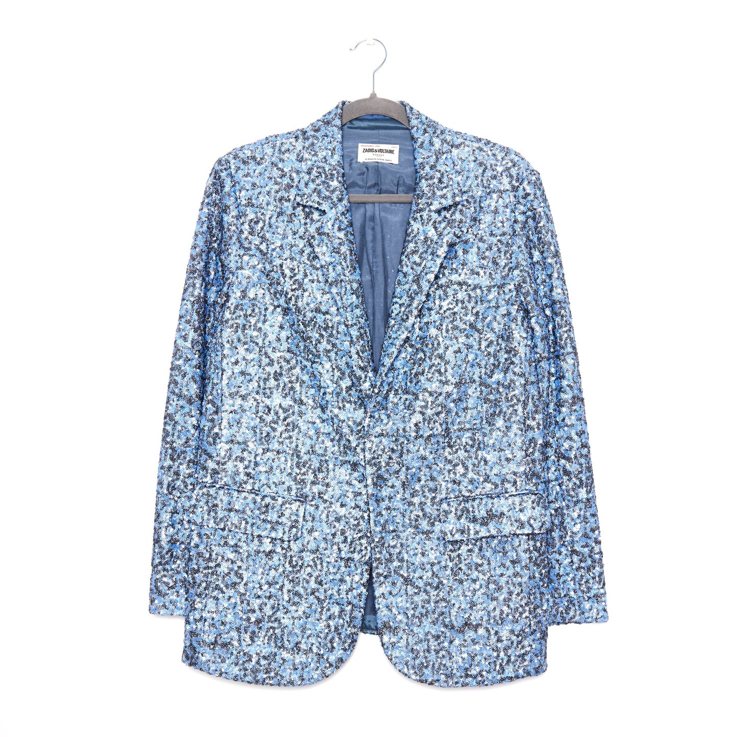 ZADIG & VOLTAIRE Vanille Blue Grey Sequined Sport Coat 8-10