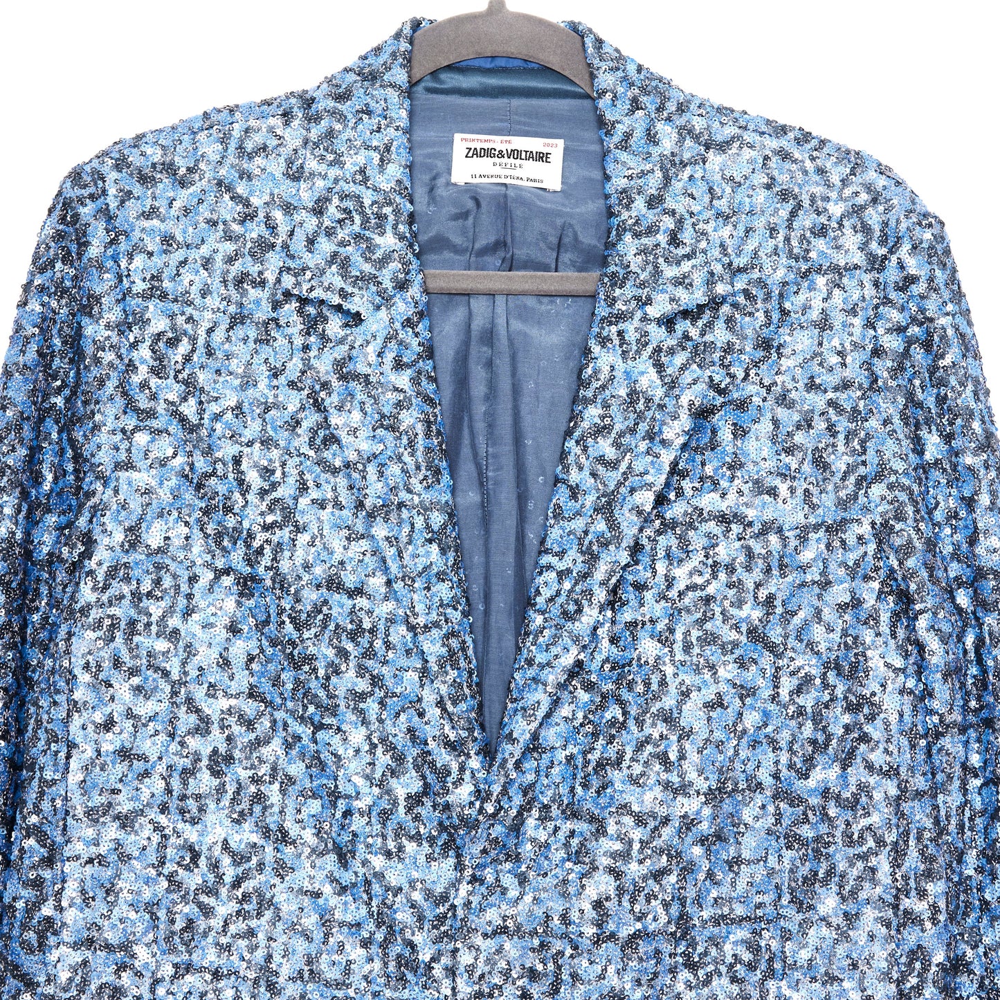 ZADIG & VOLTAIRE Vanille Blue Grey Sequined Sport Coat 8-10