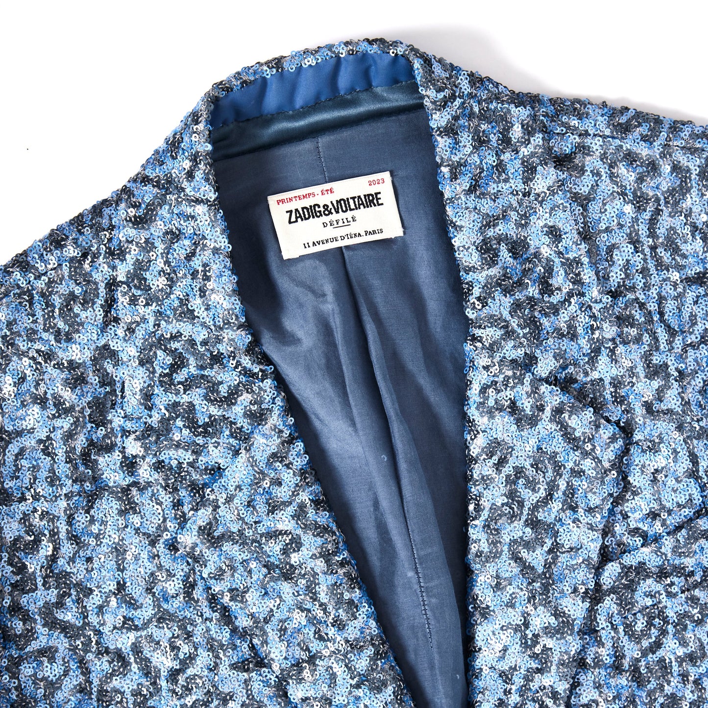 ZADIG & VOLTAIRE Vanille Blue Grey Sequined Sport Coat 8-10