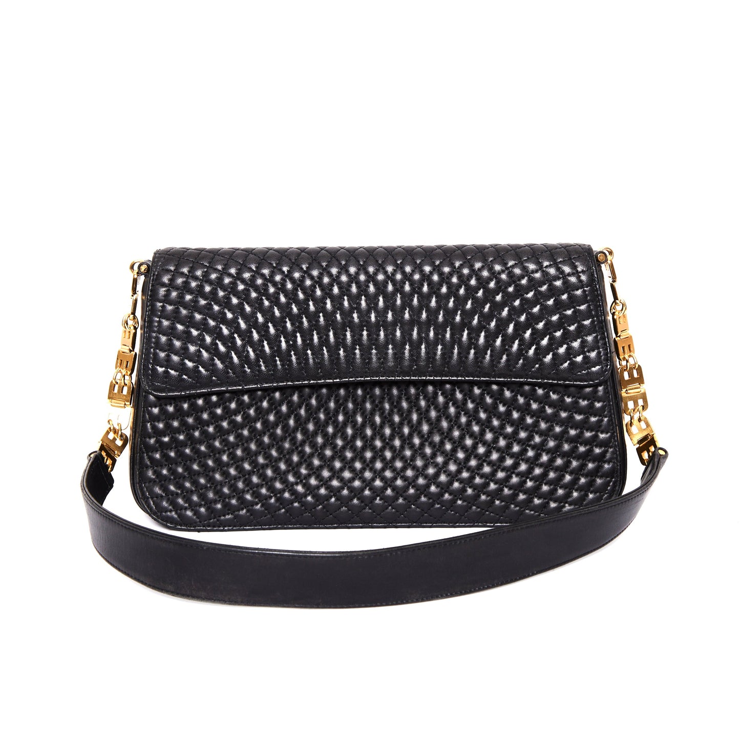 BALLY Vintage Quilted Leather 2way Bag Black