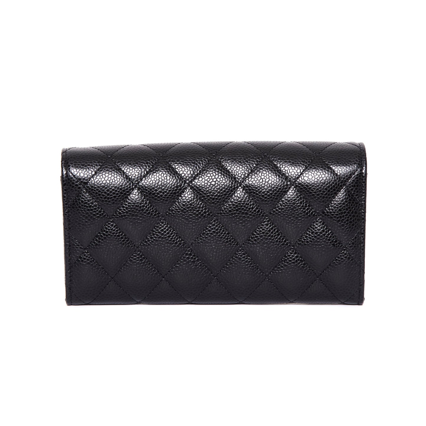 CHANEL Classic Black Caviar Long Flap Wallet Black