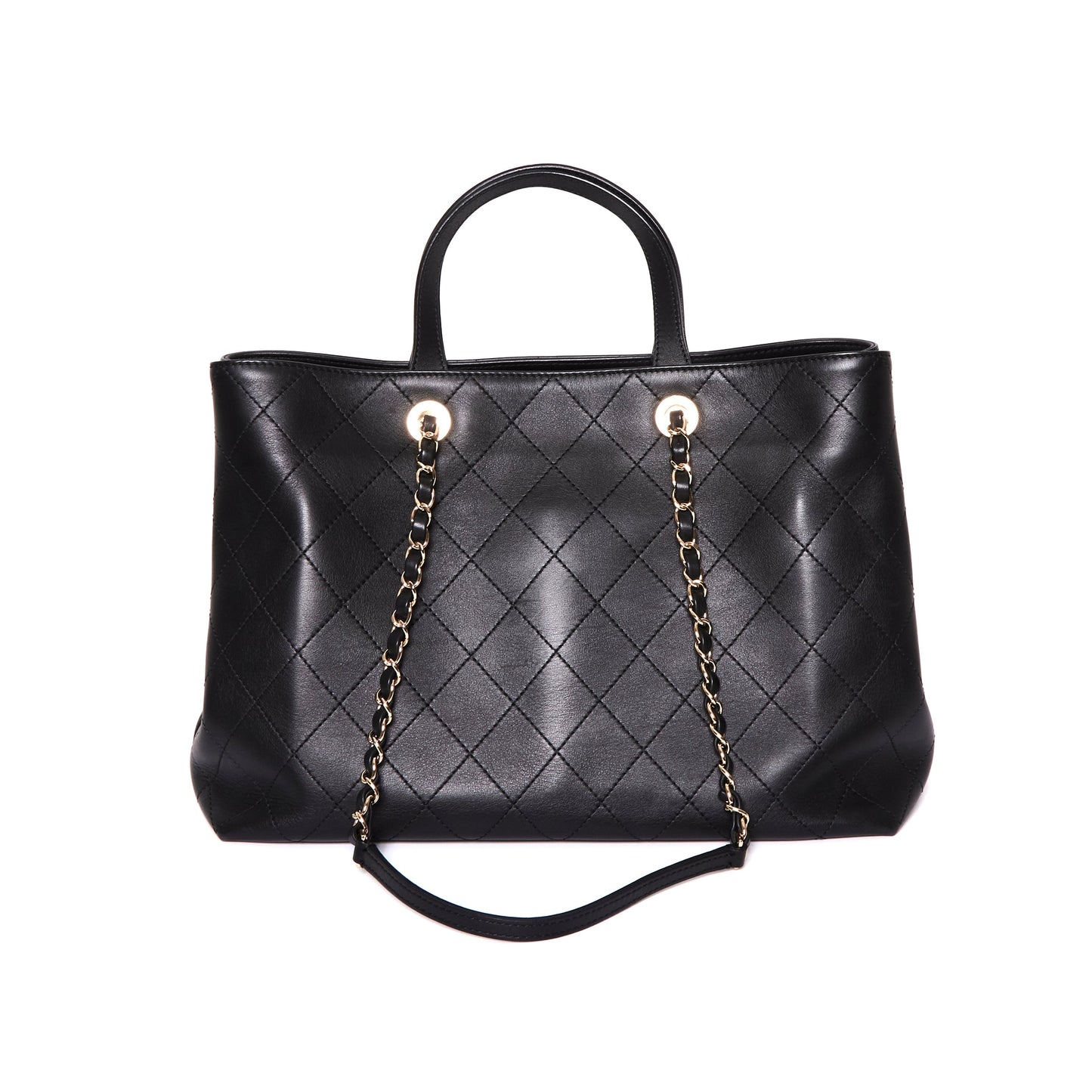 CHANEL Calfskin Large Serial Shopper Tote Black