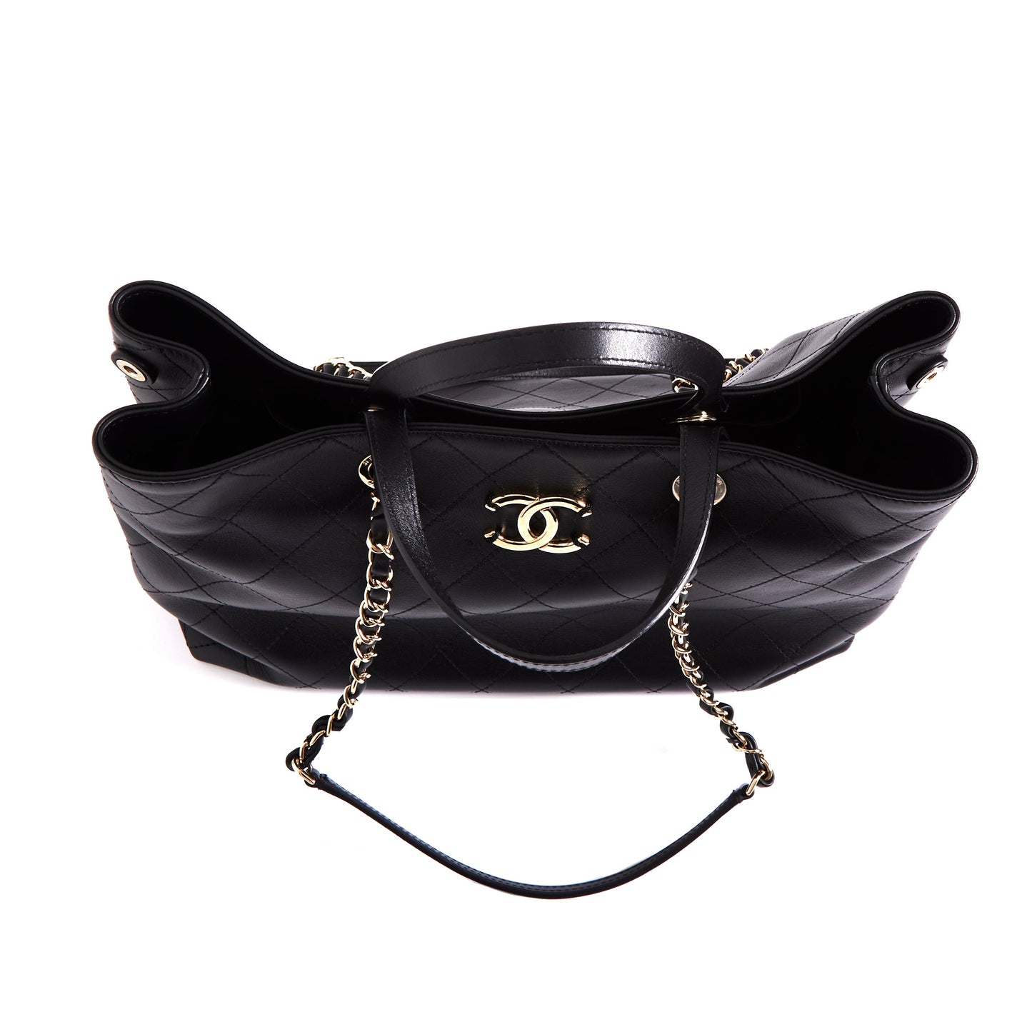 CHANEL Calfskin Large Serial Shopper Tote Black