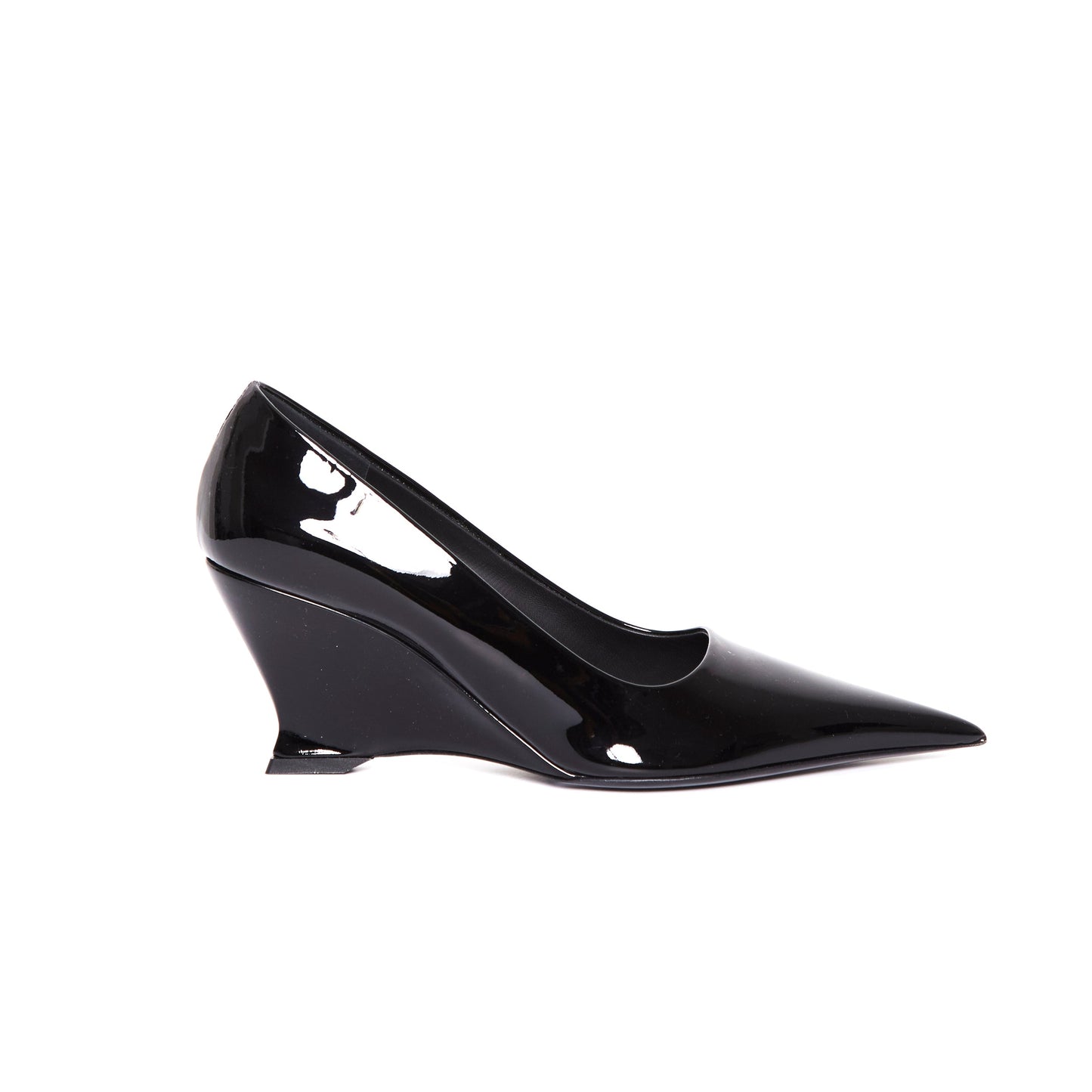 SALVATORE FERRAGAMO Black Patent Viola Wedges 37