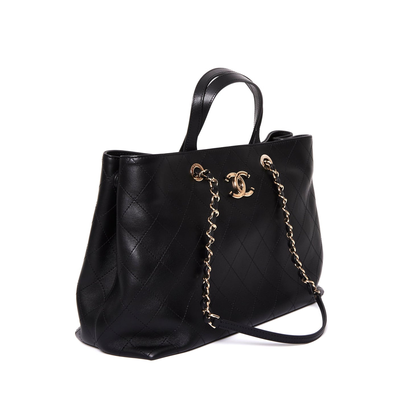 CHANEL Calfskin Large Serial Shopper Tote Black