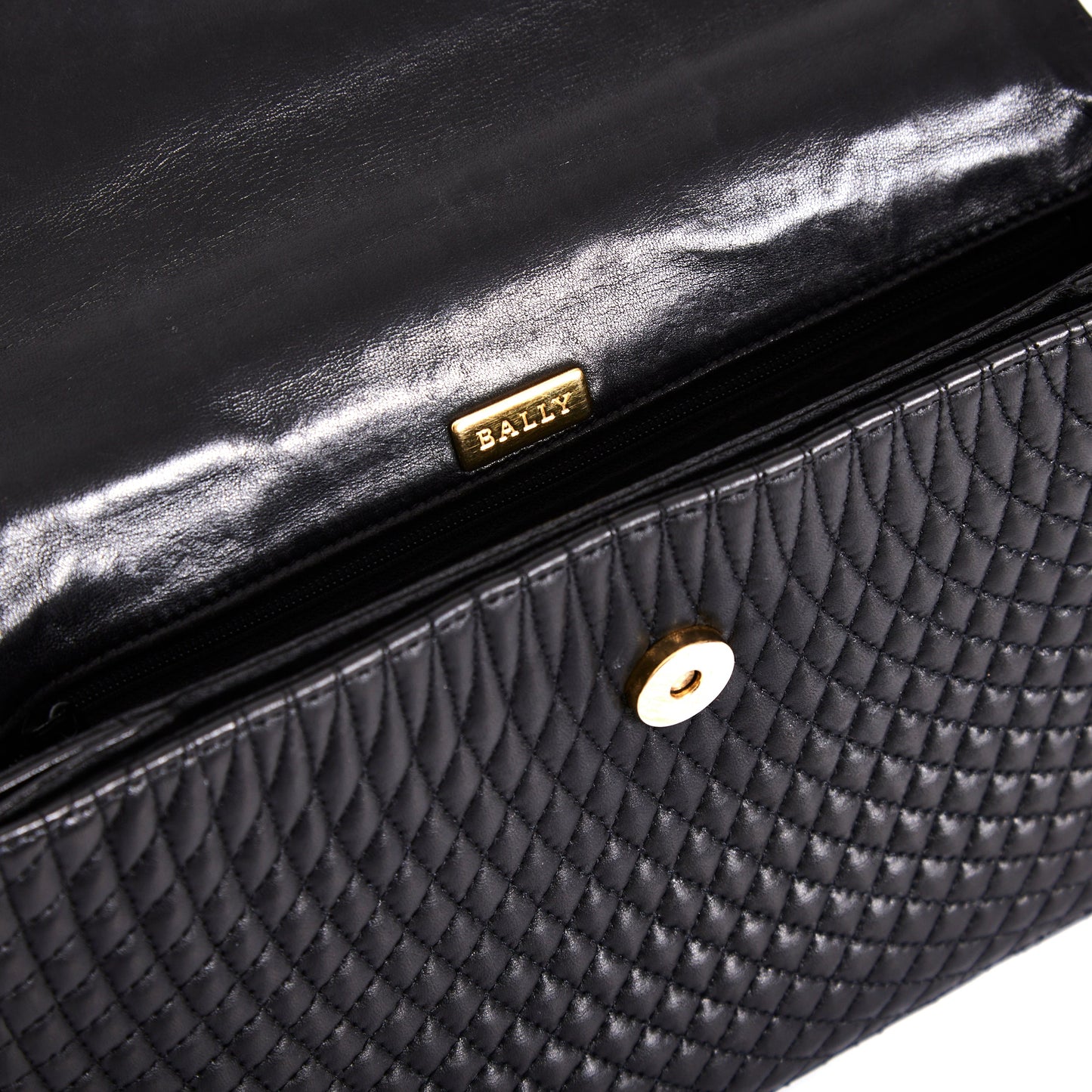 BALLY Vintage Quilted Leather 2way Bag Black