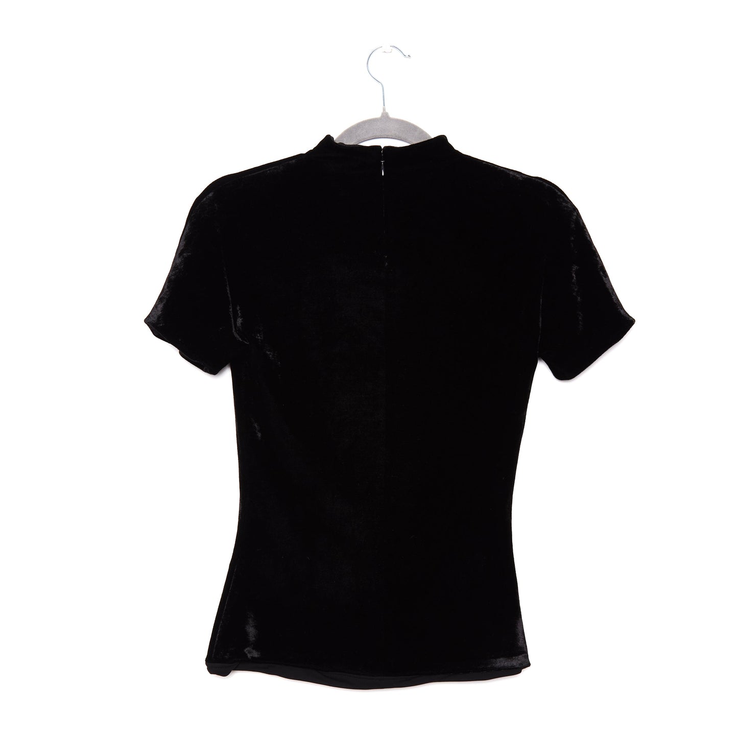 BALMAIN Button-detail Velvet T-shirt In Nero