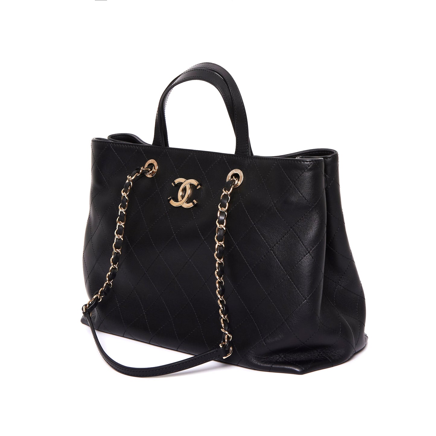 CHANEL Calfskin Large Serial Shopper Tote Black