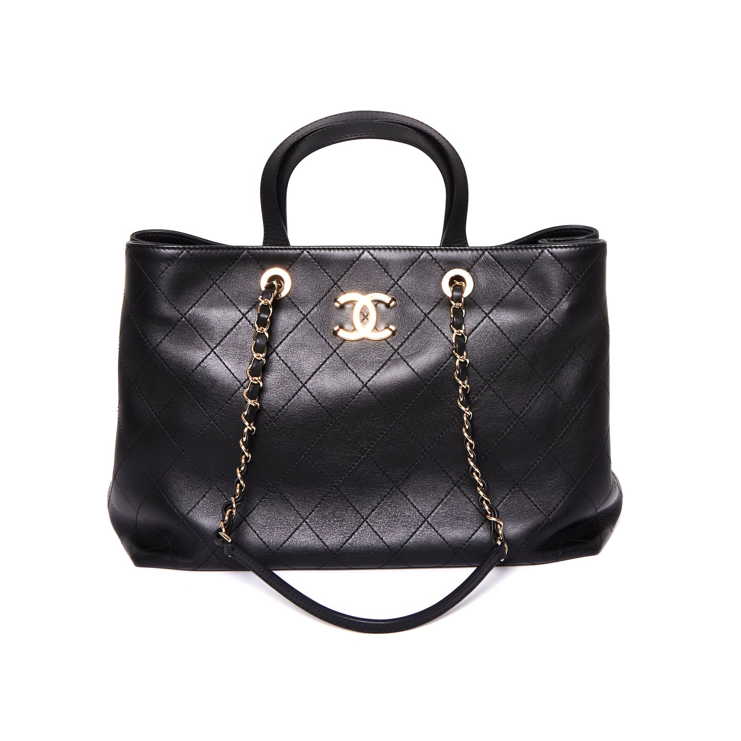 CHANEL Calfskin Large Serial Shopper Tote Black