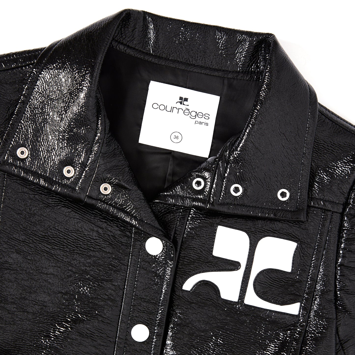 COURRÈGES Re-Edition Vinyl Logo Jacket Black 36