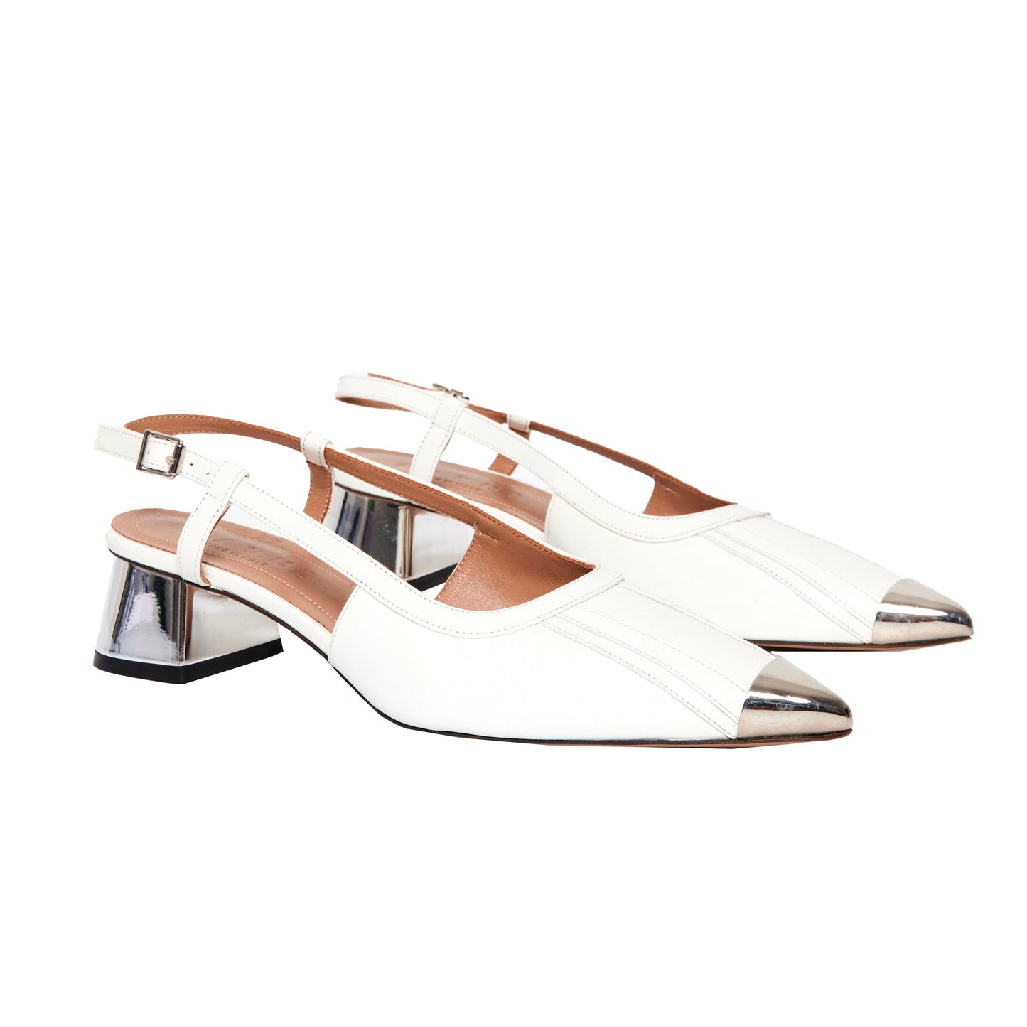 MARNI White Leather Slingback Cap Toe Sandals 39