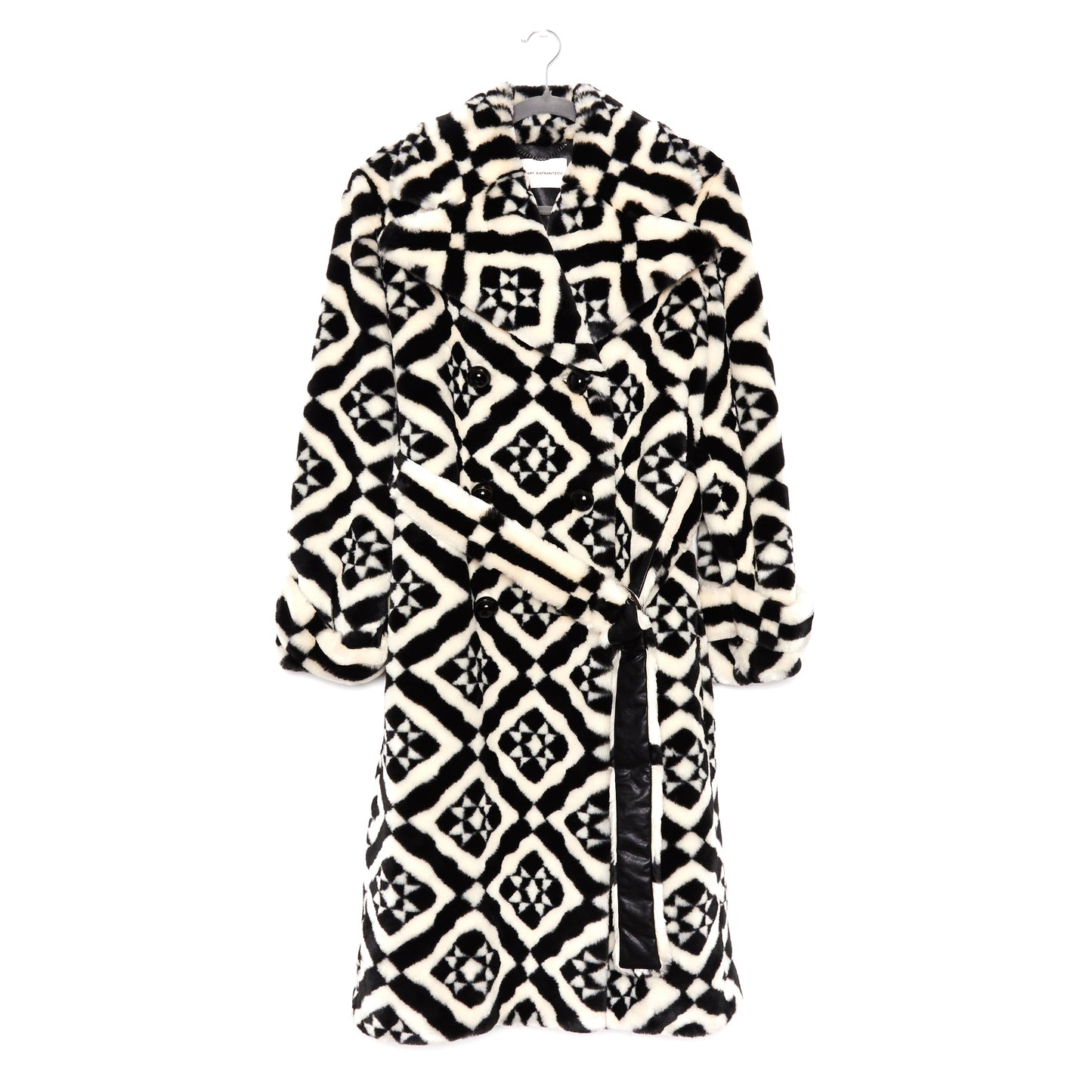 MARY KATRANTZOU Double-breasted Printed Faux Fur coat 40