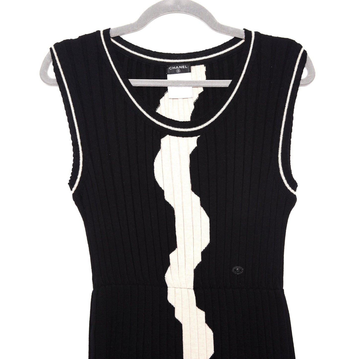 CHANEL Black and White Knit Dress 36