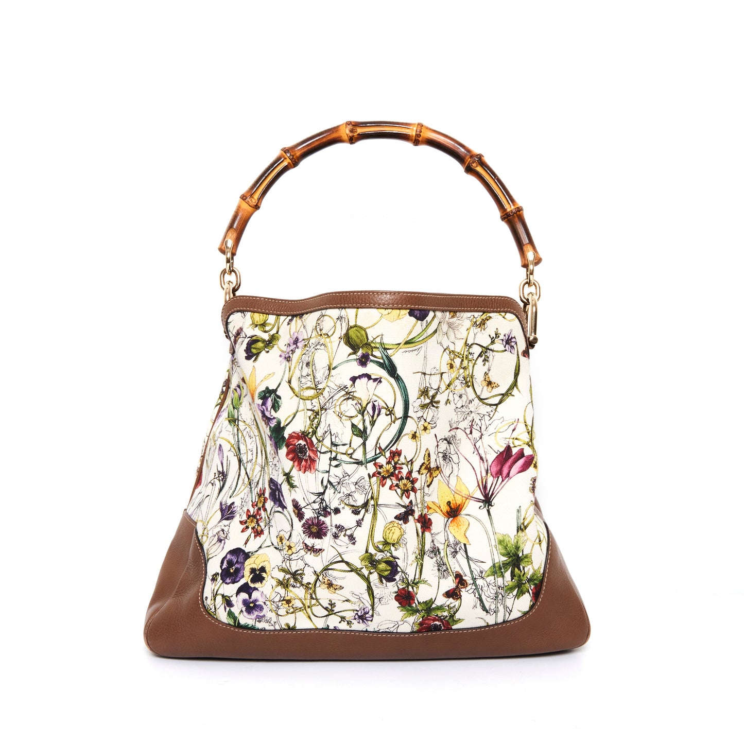 GUCCI Diana Flora Bamboo Hobo