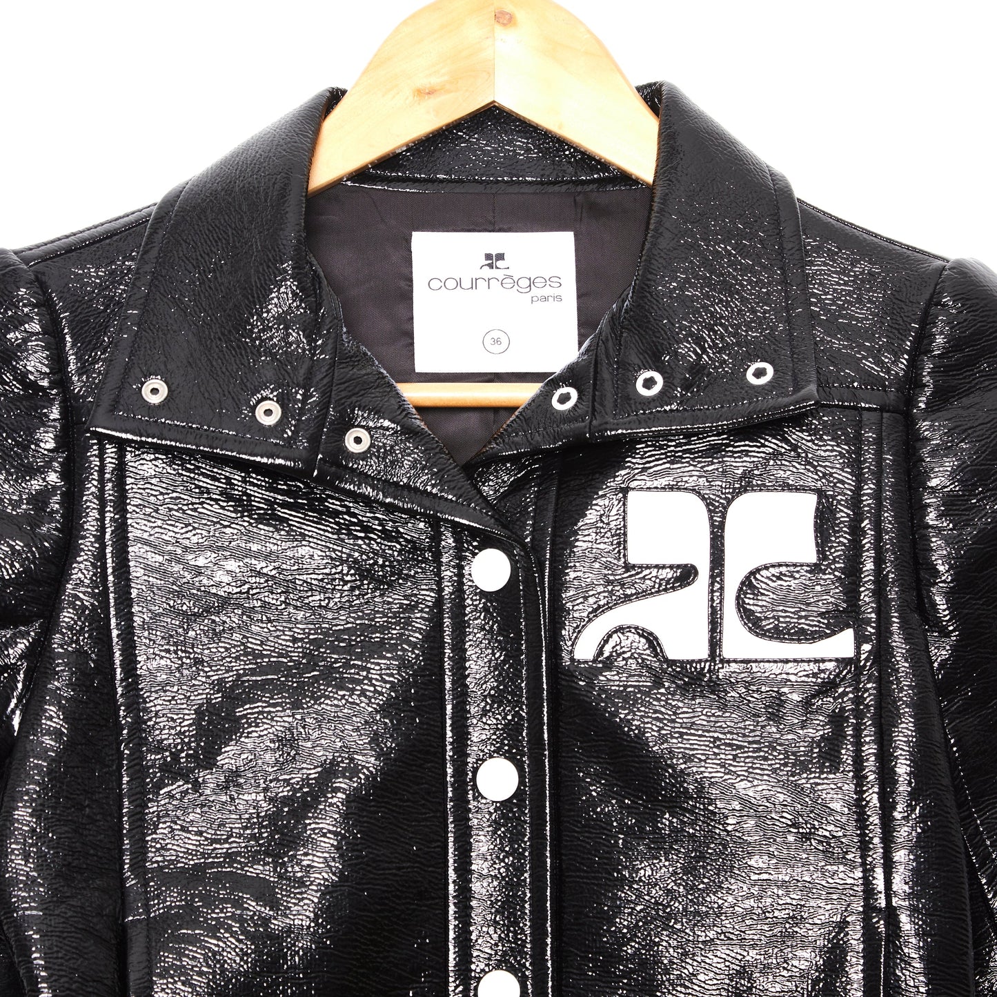 COURRÈGES Re-Edition Vinyl Logo Jacket Black 36
