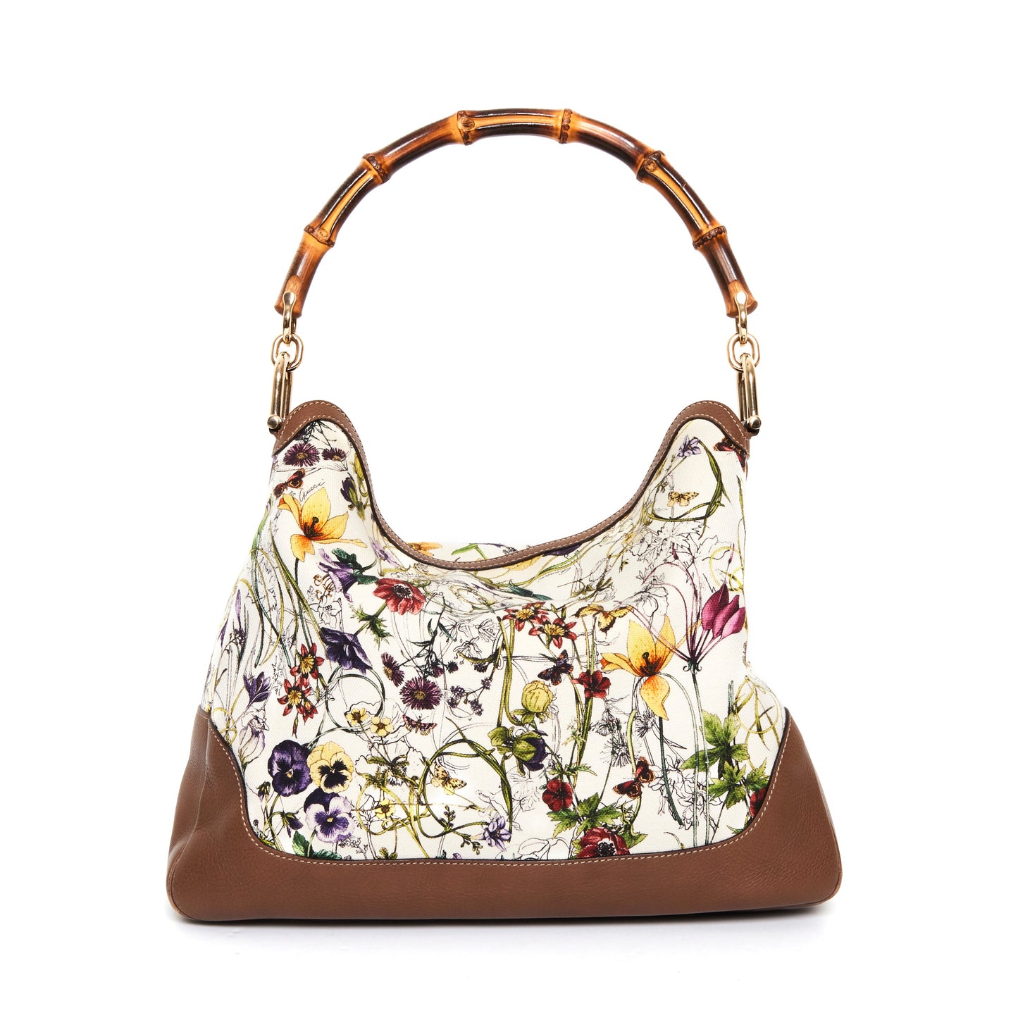 GUCCI Diana Flora Bamboo Hobo