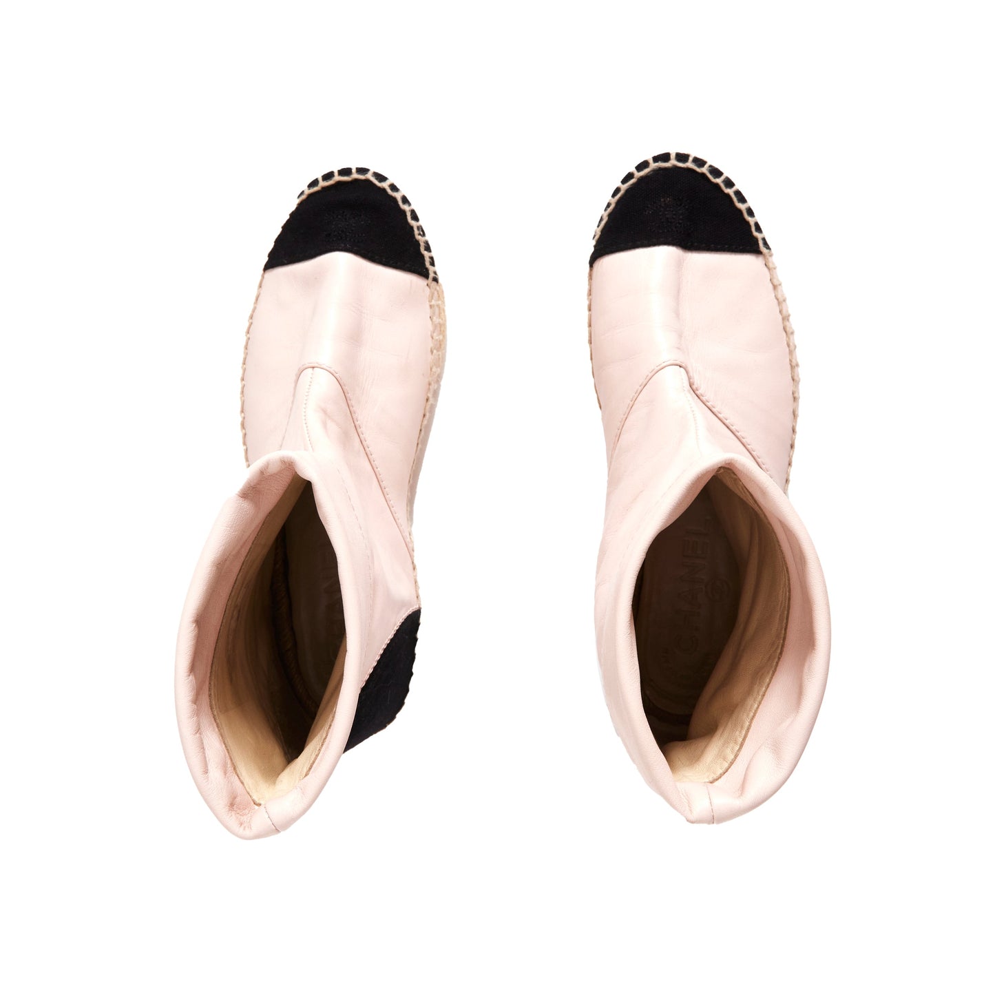 CHANEL G33358 COCO Mark Leather Espadrilles Boots 38