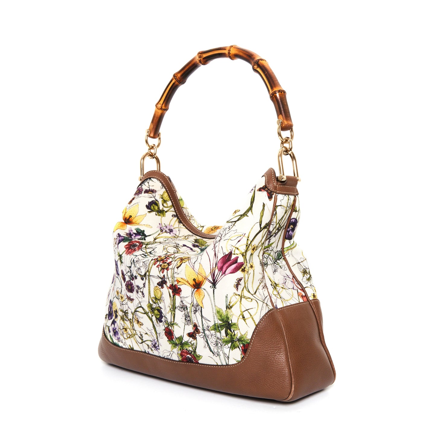 GUCCI Diana Flora Bamboo Hobo