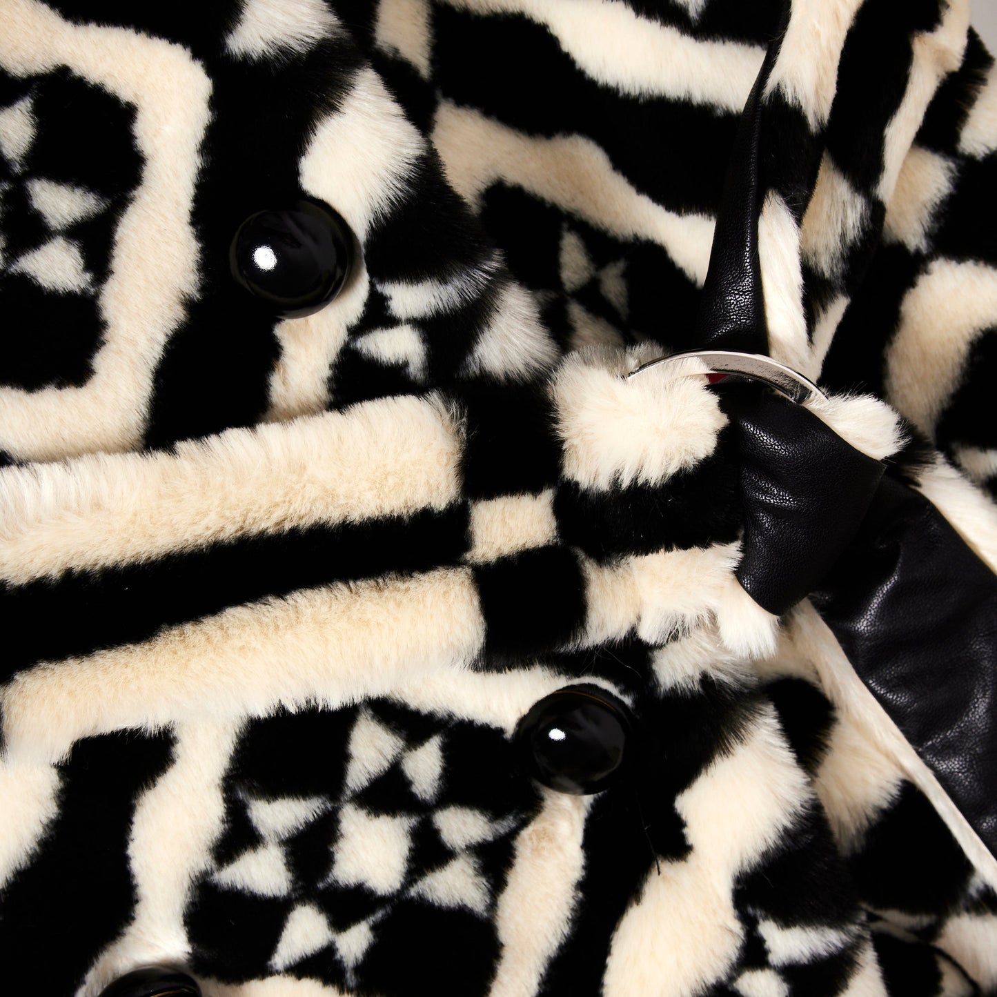 MARY KATRANTZOU Double-breasted Printed Faux Fur coat 40