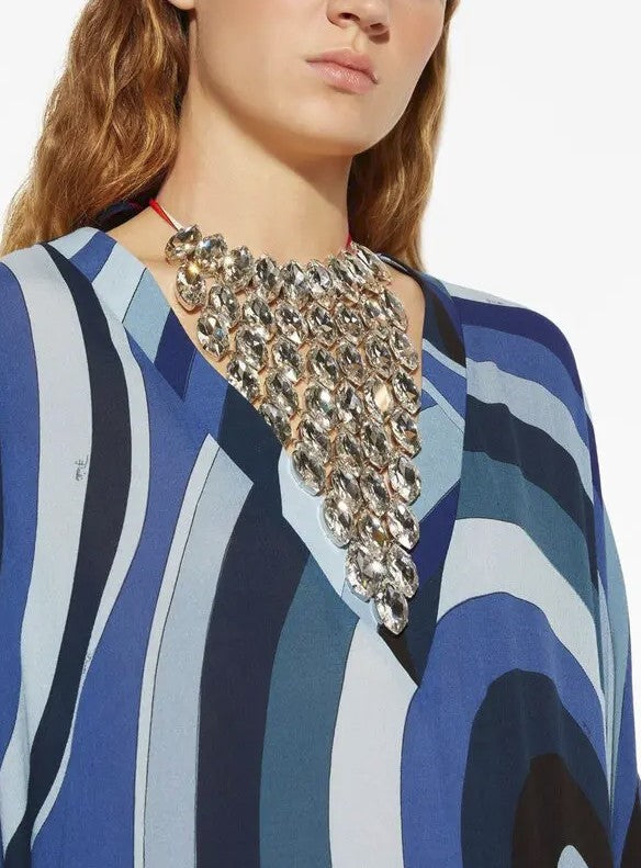 EMILIO PUCCI Crystal Cascade Collar Necklace