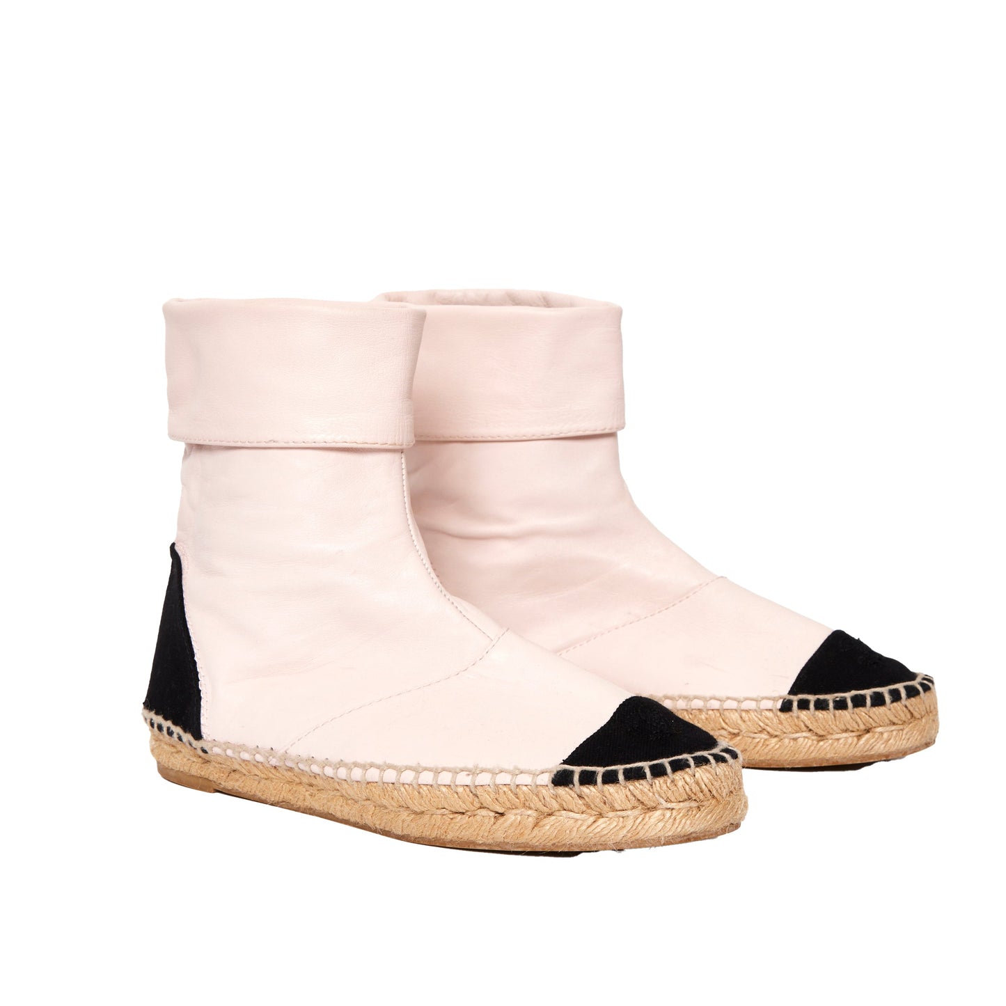 CHANEL G33358 COCO Mark Leather Espadrilles Boots 38