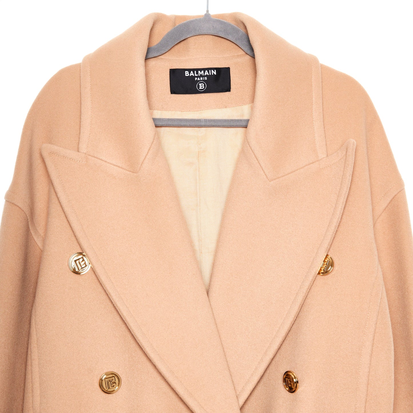 BALMAIN Belted Wool and Cashmere Coat 36