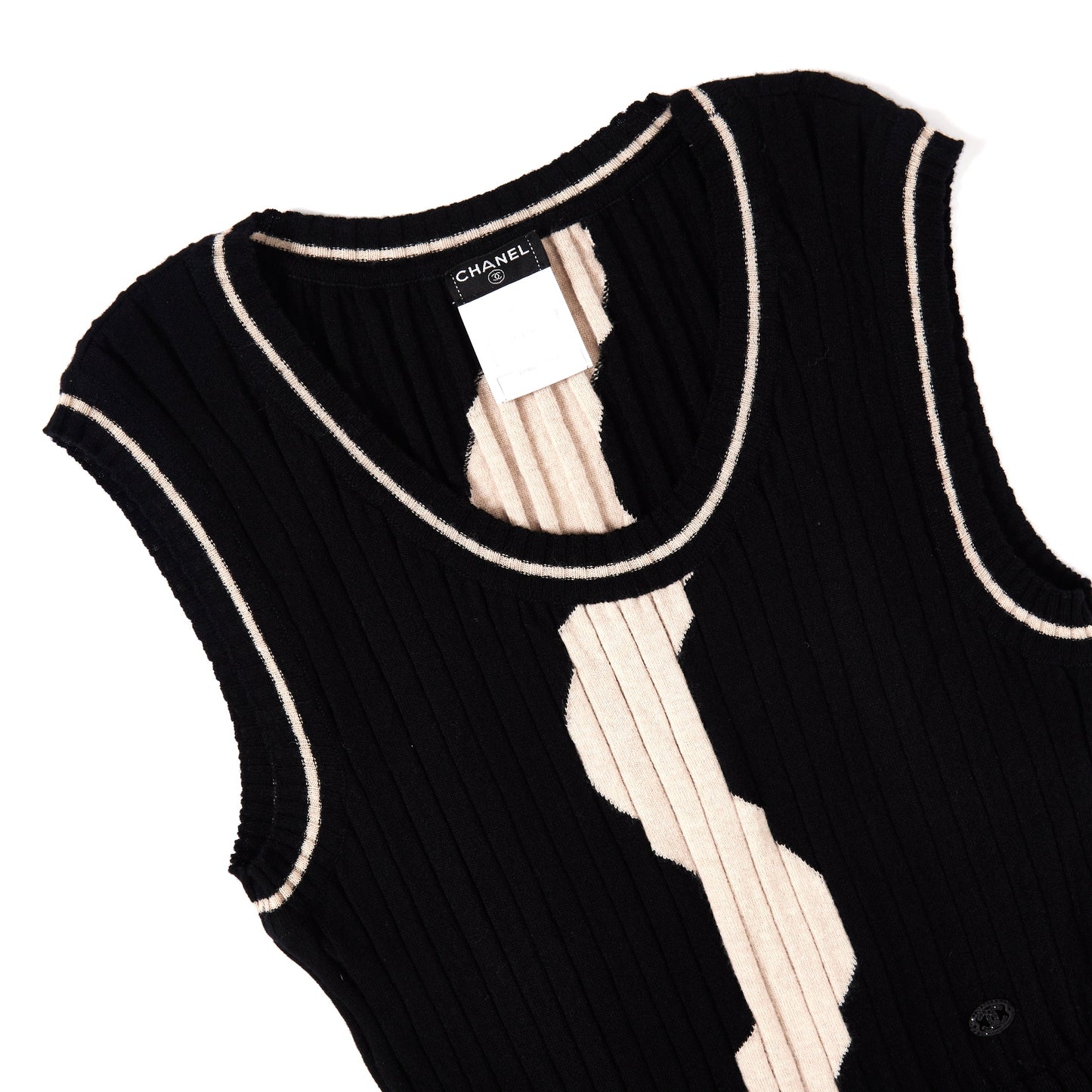 CHANEL Black and White Knit Dress 36
