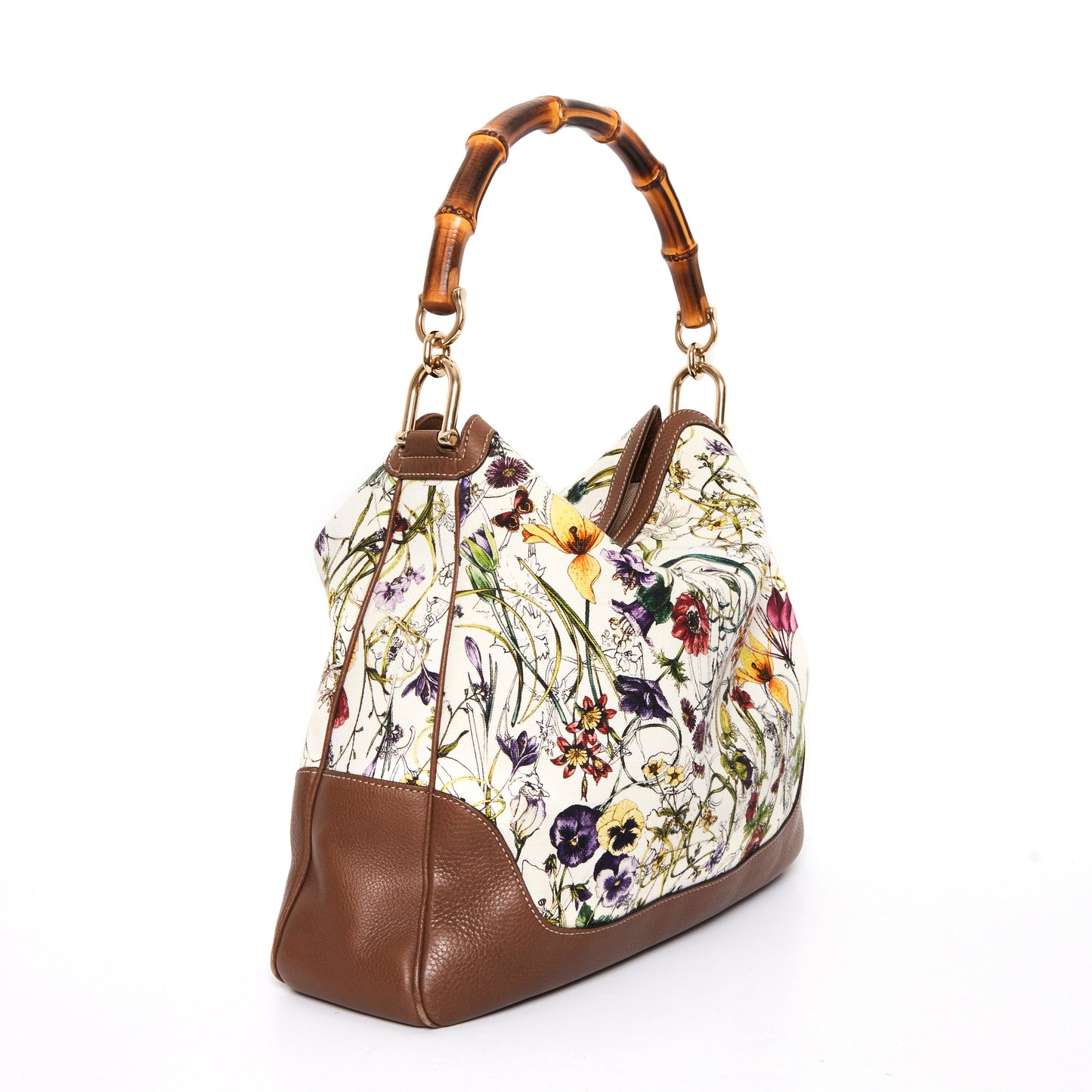 GUCCI Diana Flora Bamboo Hobo