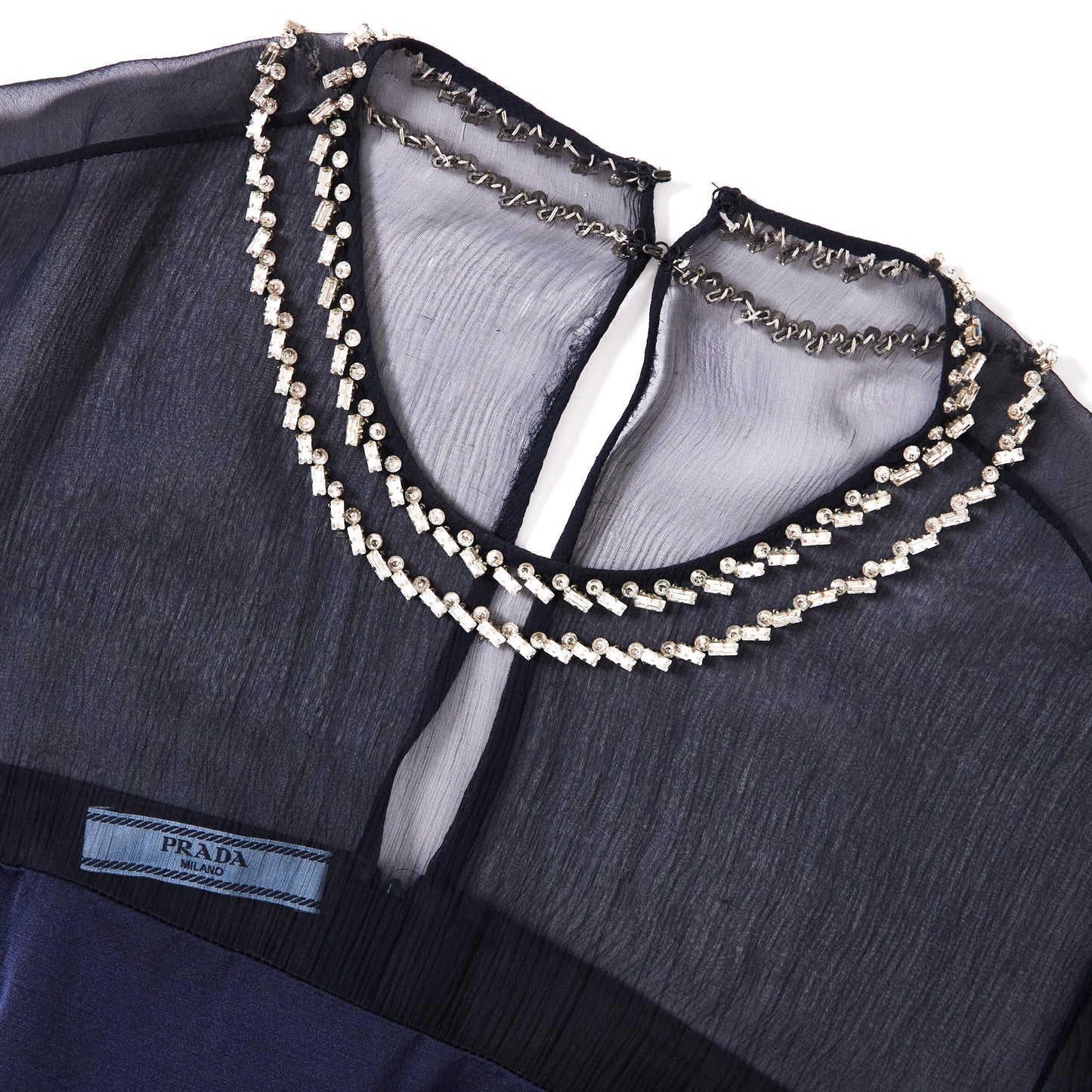 PRADA crystal-embellished chiffon mini dress 40