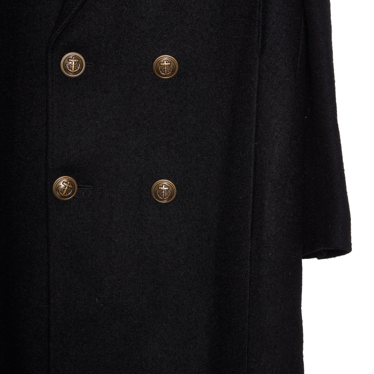 SAINT LAURENT Double-Breasted Long Wool Coat - Black 44