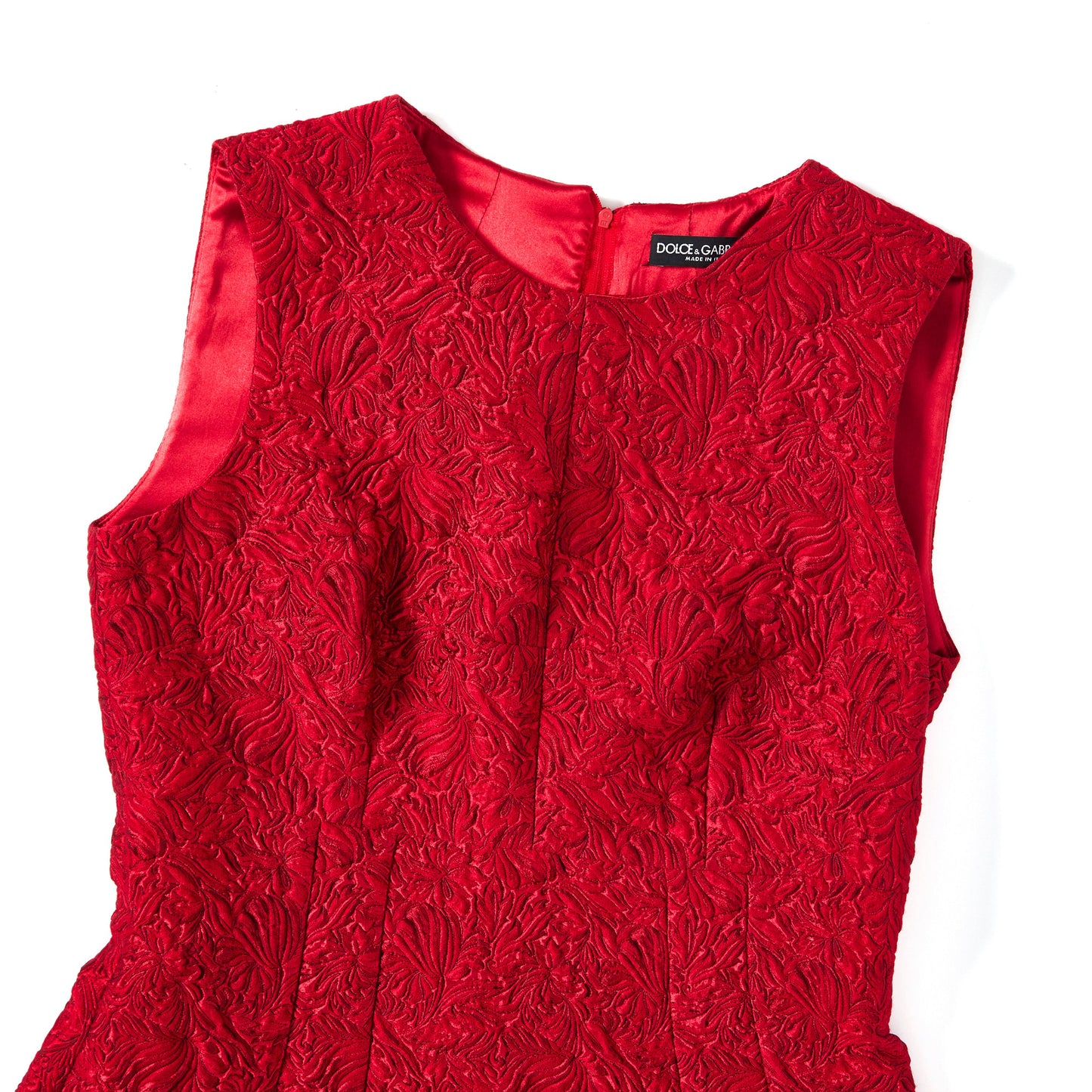 DOLCE & GABBANA Floral Jacquard Mini Dress - Red
