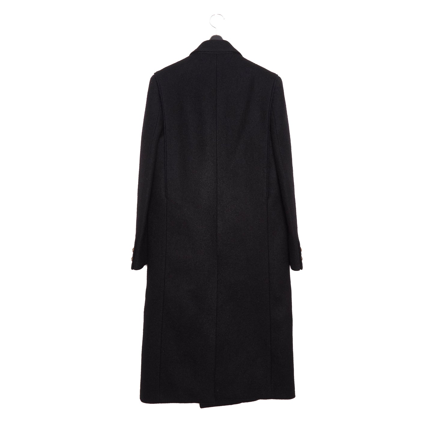 SAINT LAURENT Double-Breasted Long Wool Coat - Black 44