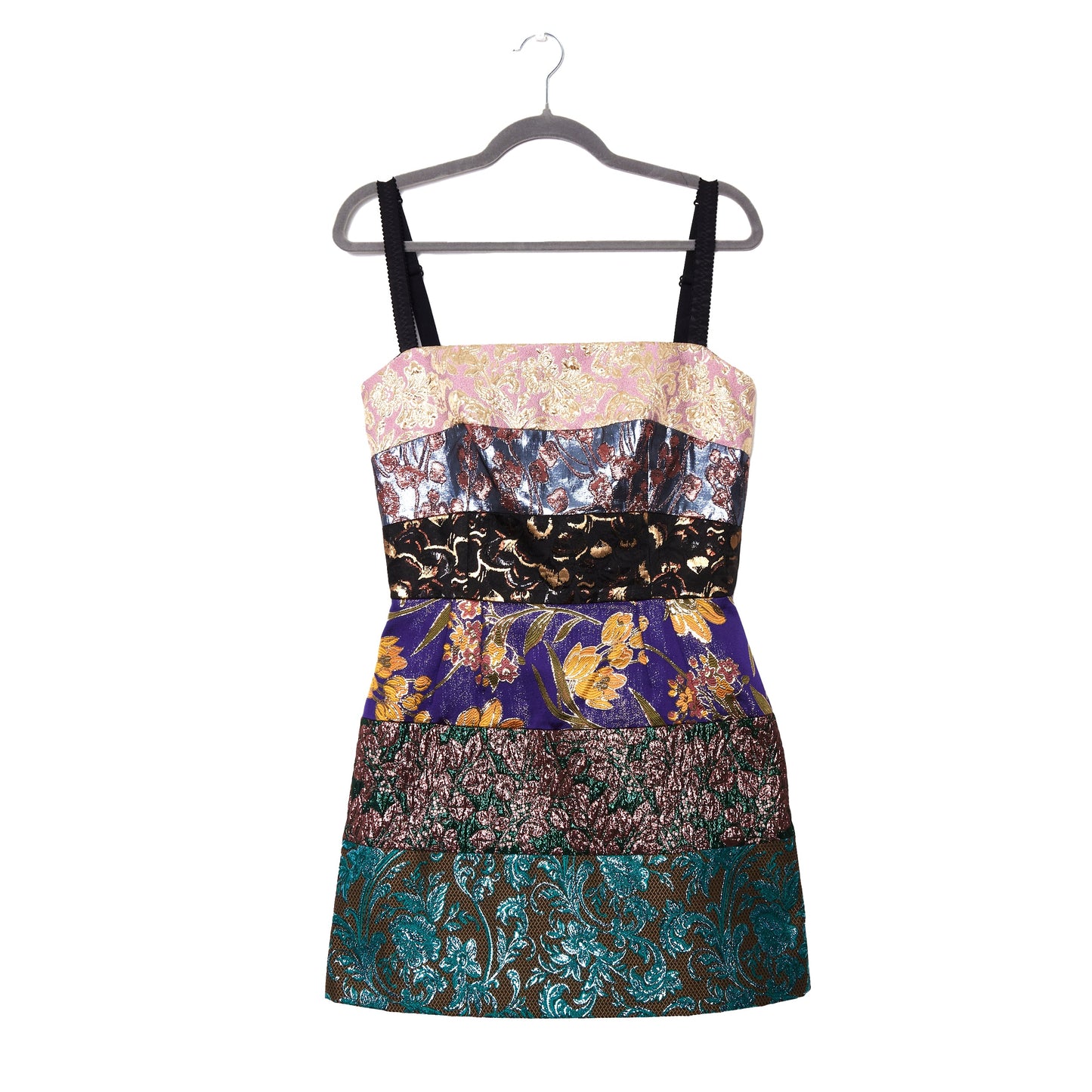 DOLCE & GABBANA Multicolor Brocade Flared Mini Dress 42