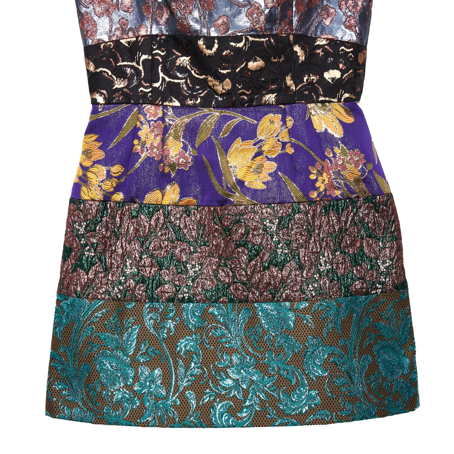 DOLCE & GABBANA Multicolor Brocade Flared Mini Dress 42