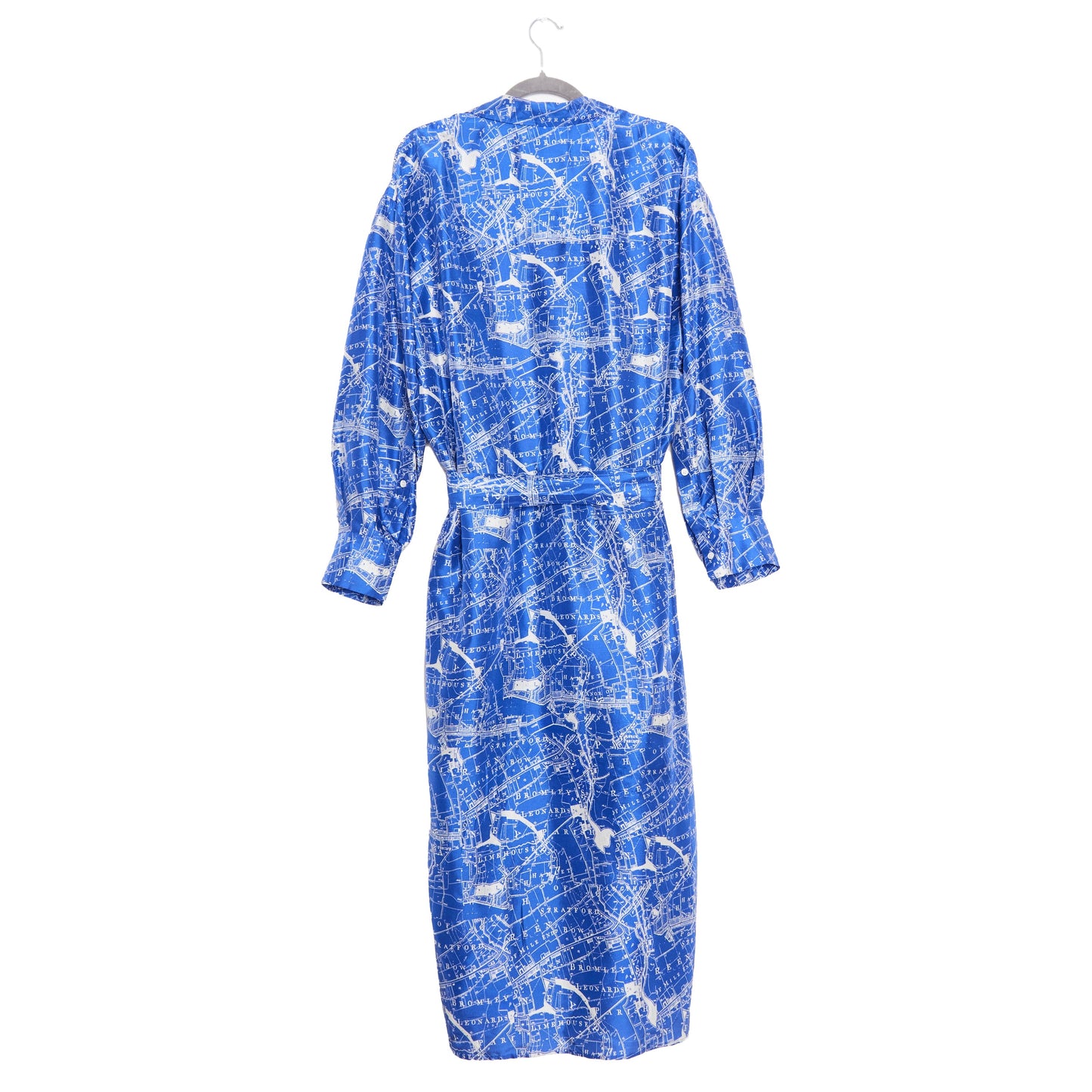 OROTON Map-Print Silk Midi Shirtdress 14