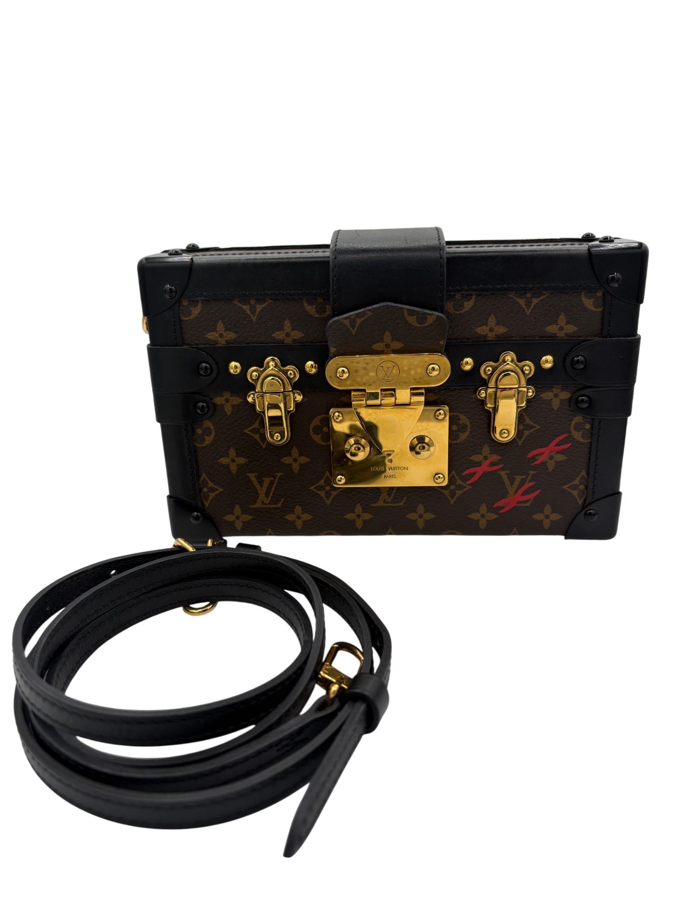 LOUIS VUITTON Petite Malle Monogram Brown Bag