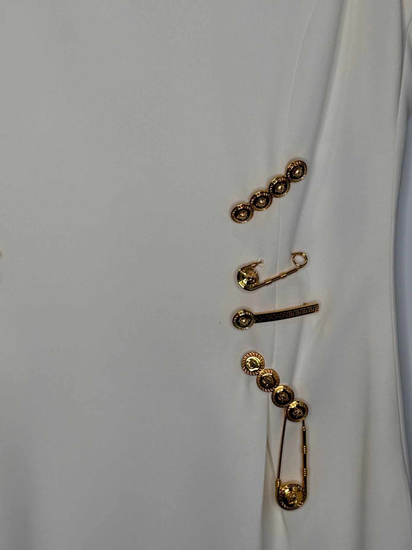 VERSACE White Gold Safety Pin Dress