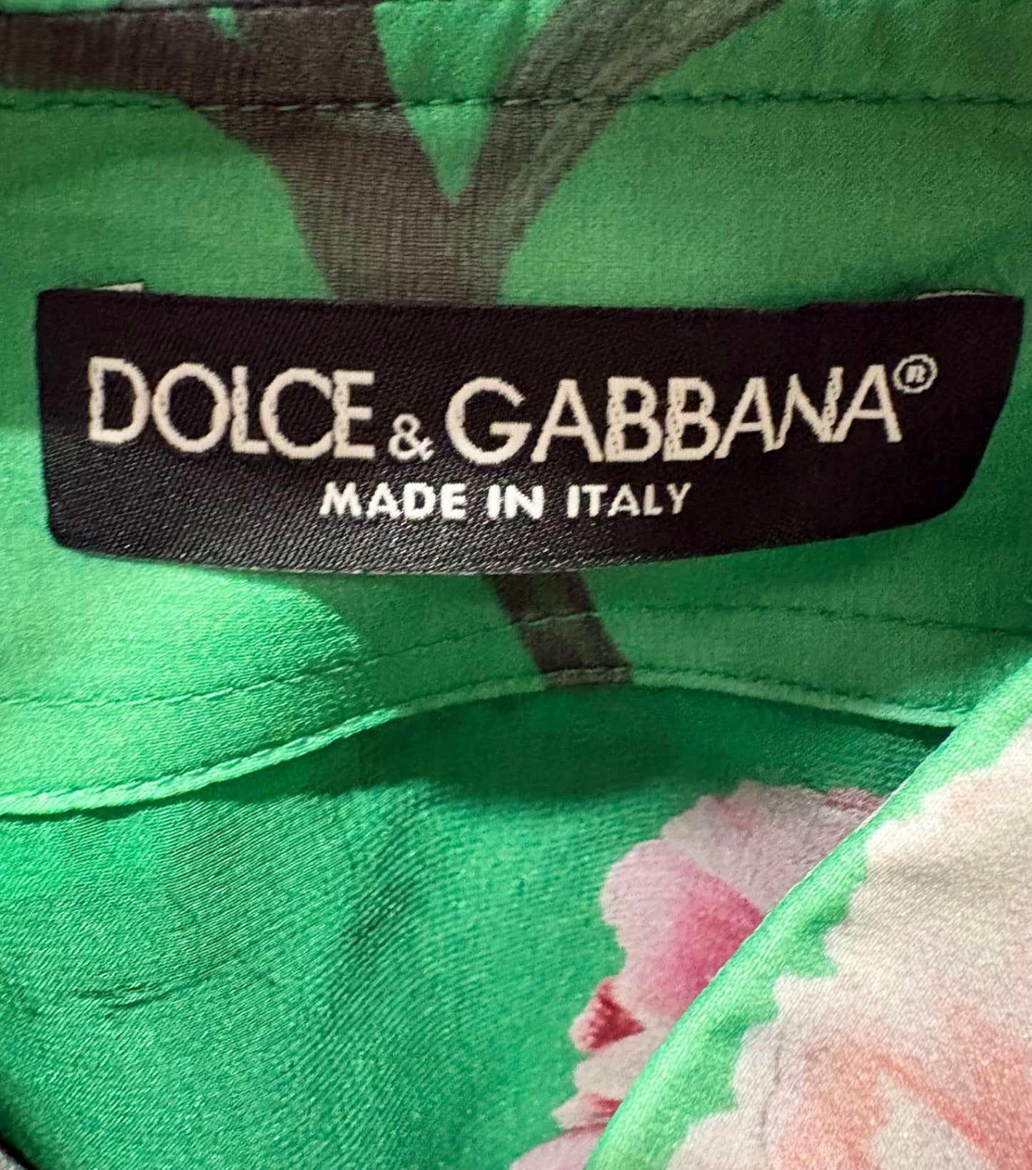 DOLCE & GABBANA Green/pink floral silk blouse: 44