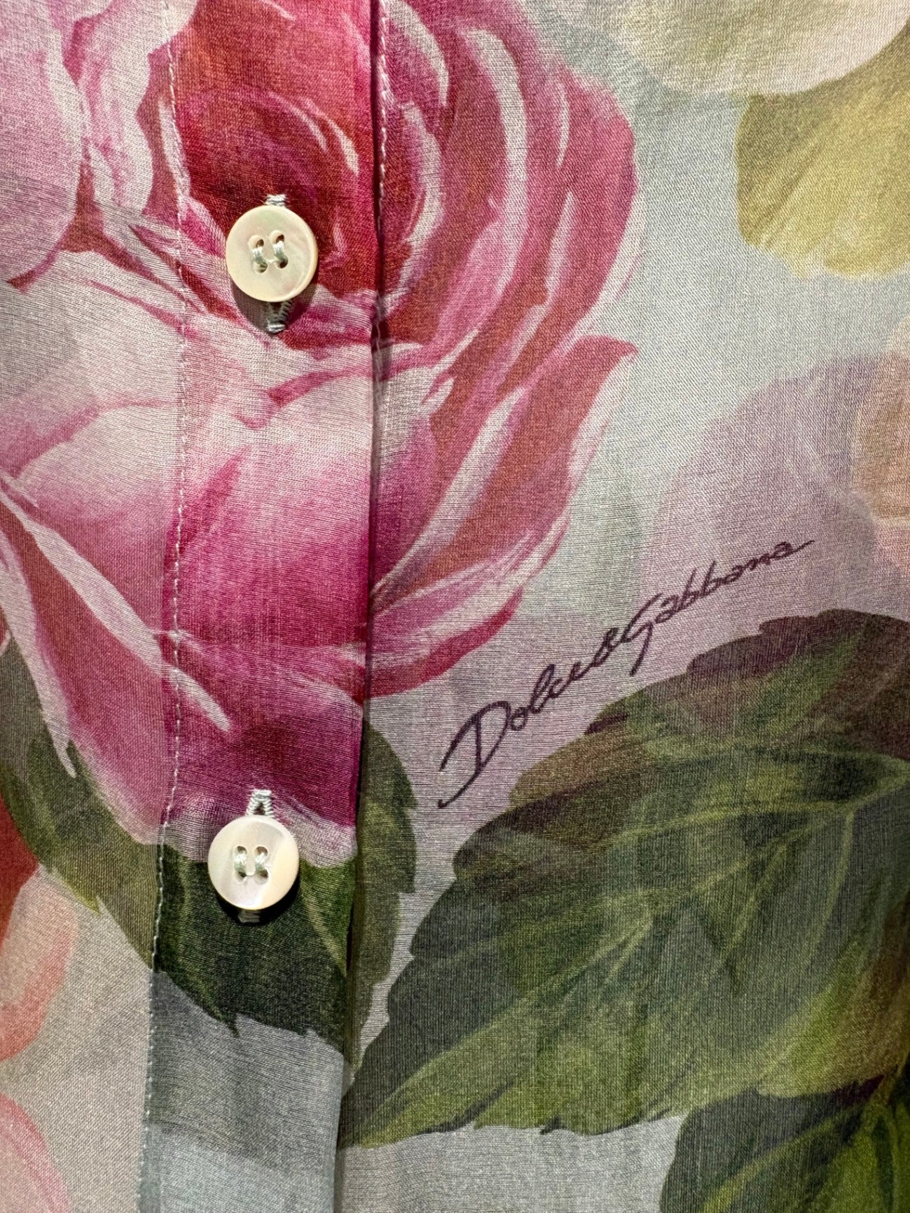 DOLCE & GABBANA Light green/floral blouse:44