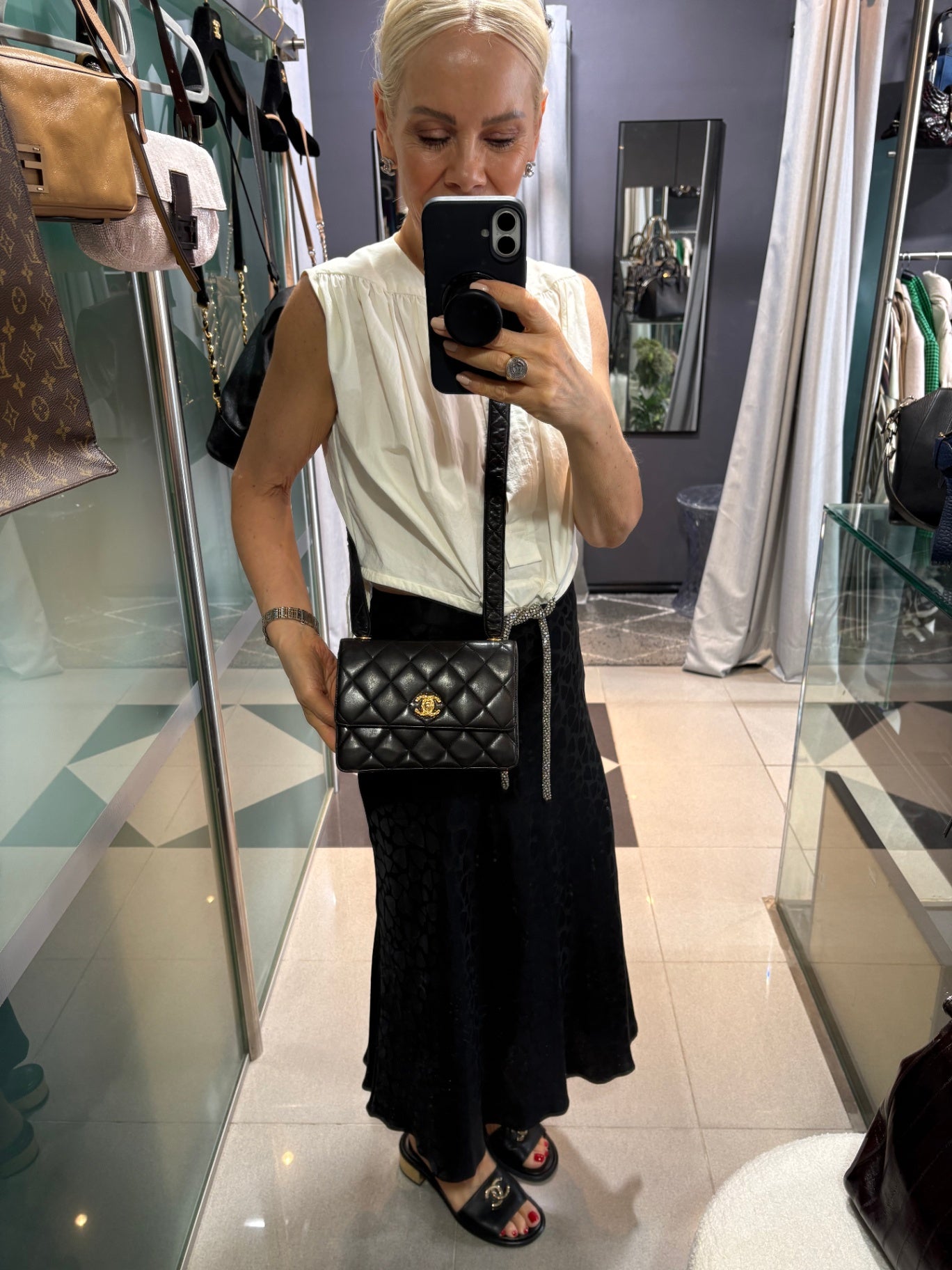 CHANEL Vintage Black Lambskin Mini Flap