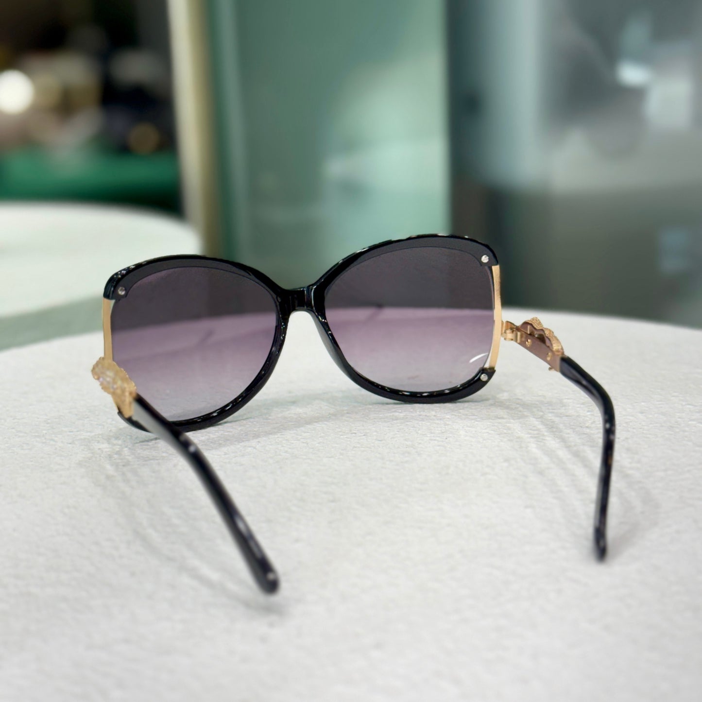CARTIER Black Sunglasses with Gold Detailing (B)
