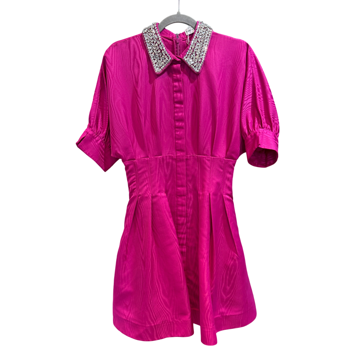 REBECCA VALLANCE Pink Embellished collar dress - size 8
