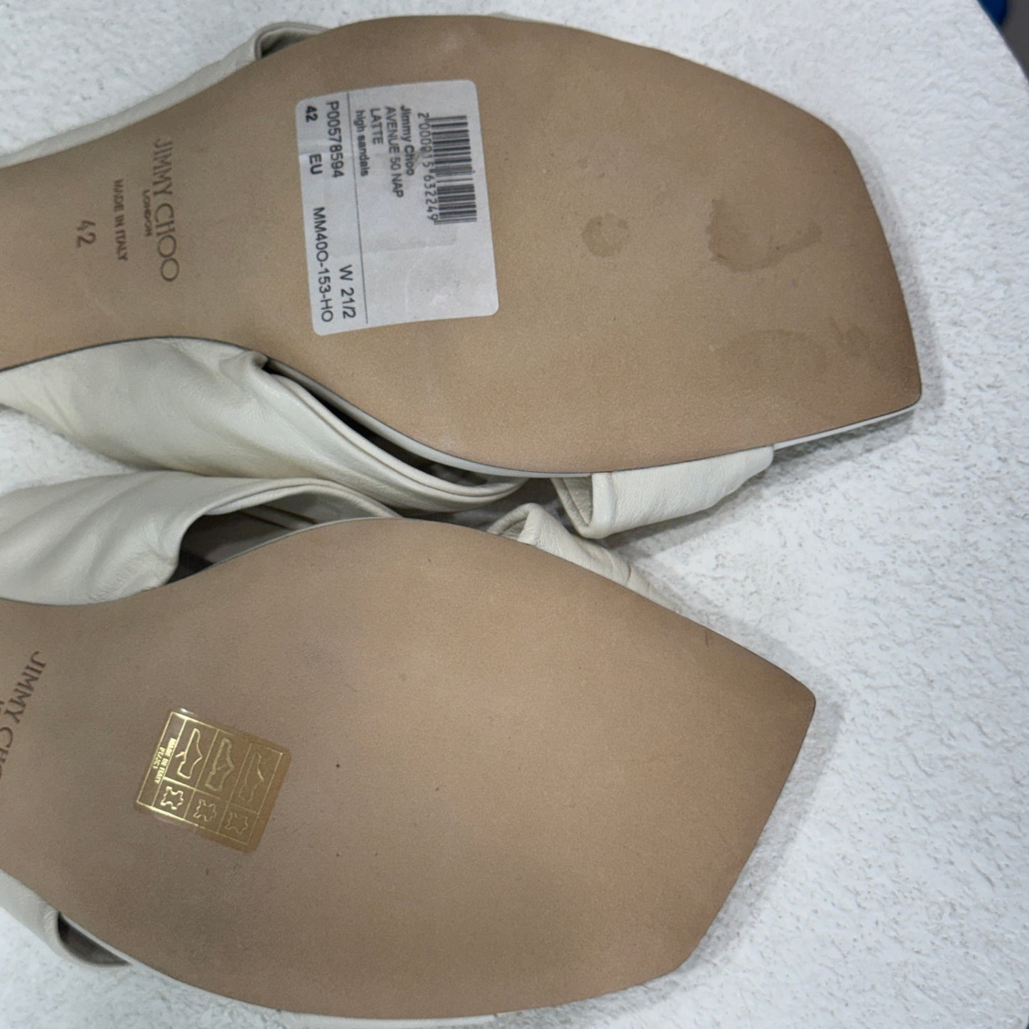 JIMMY CHOO Ivory High Sandals Size 42