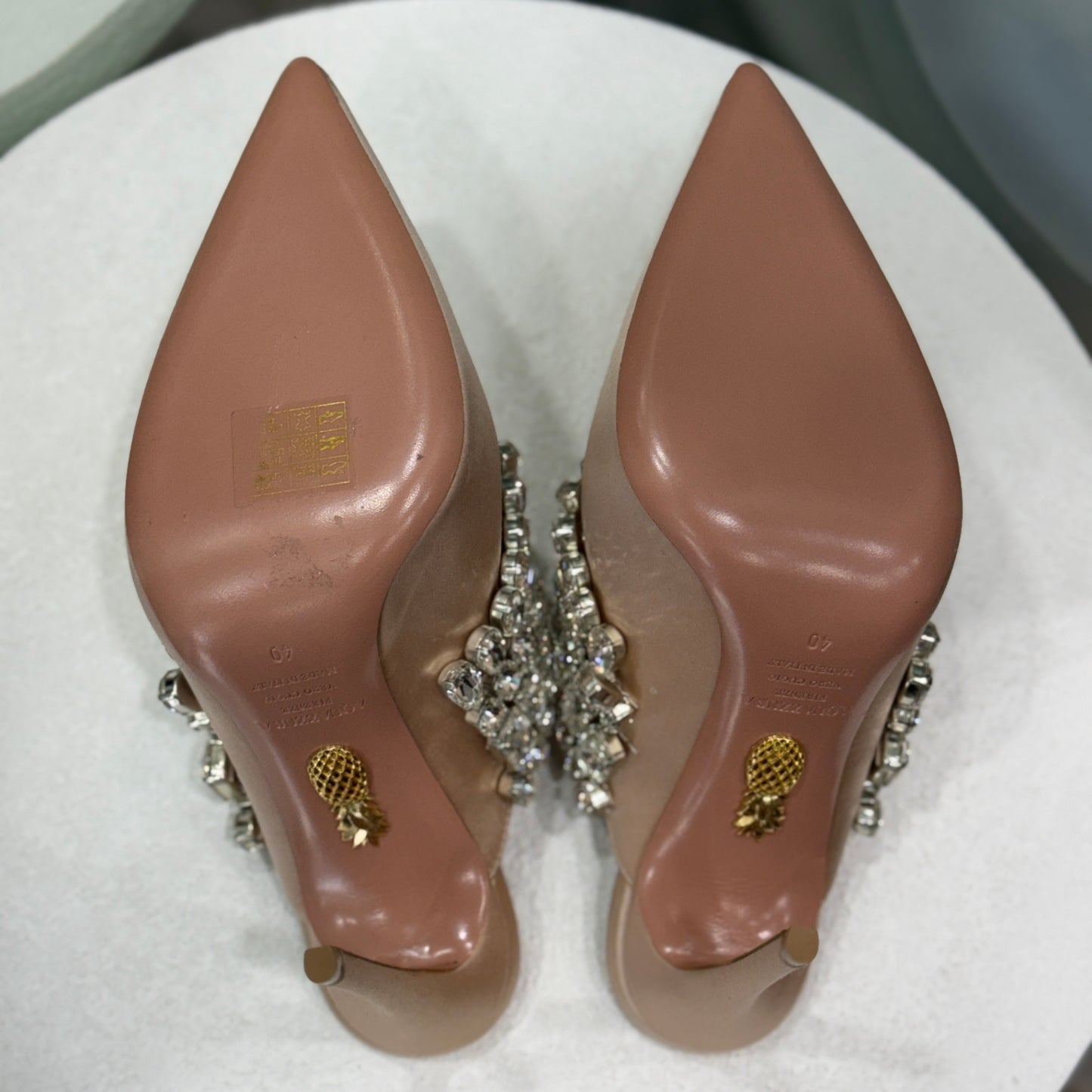 AQUAZZURA Pink Crystal Pumps Size 40