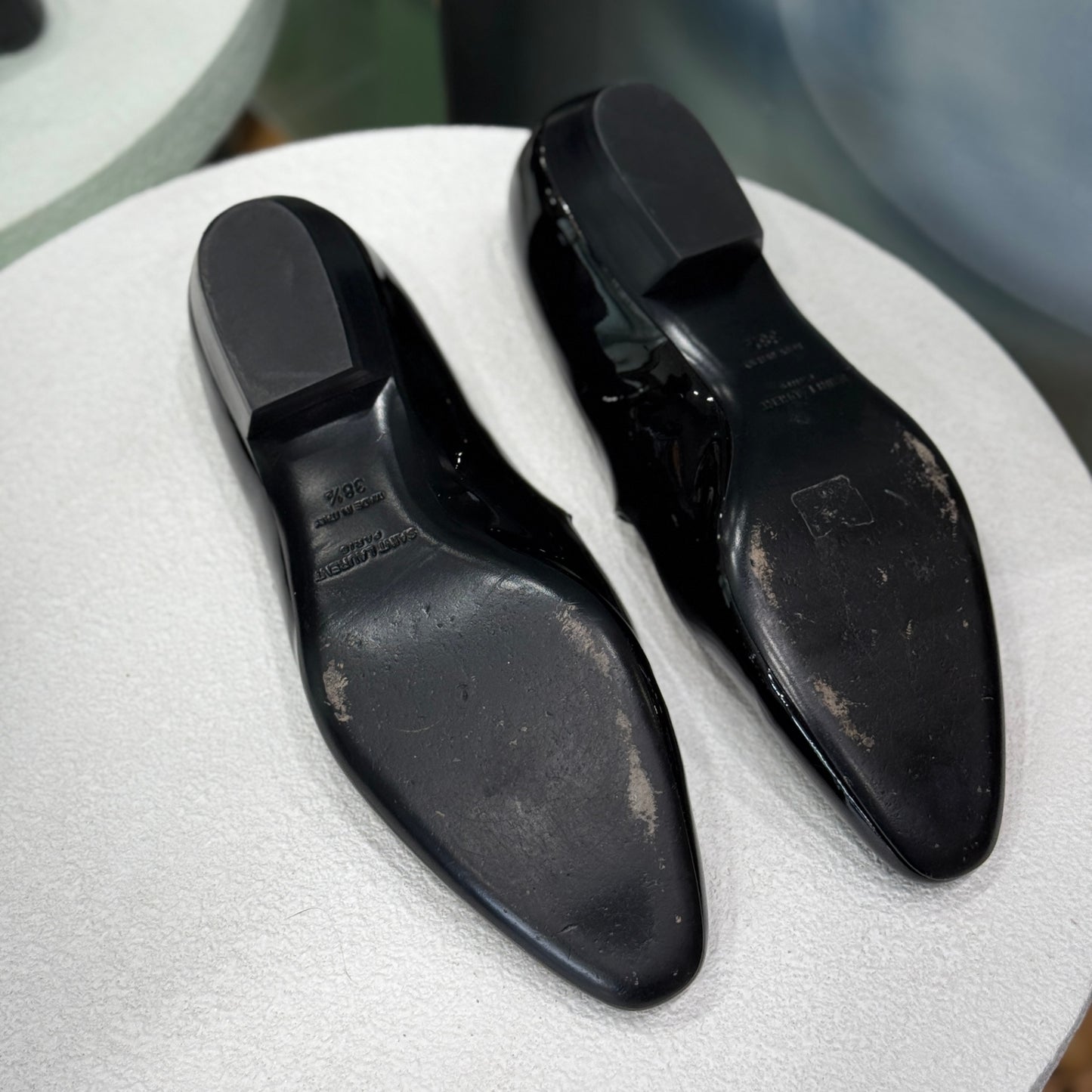 SAINT LAURENT Black Patent Mary Janes Size 38.5